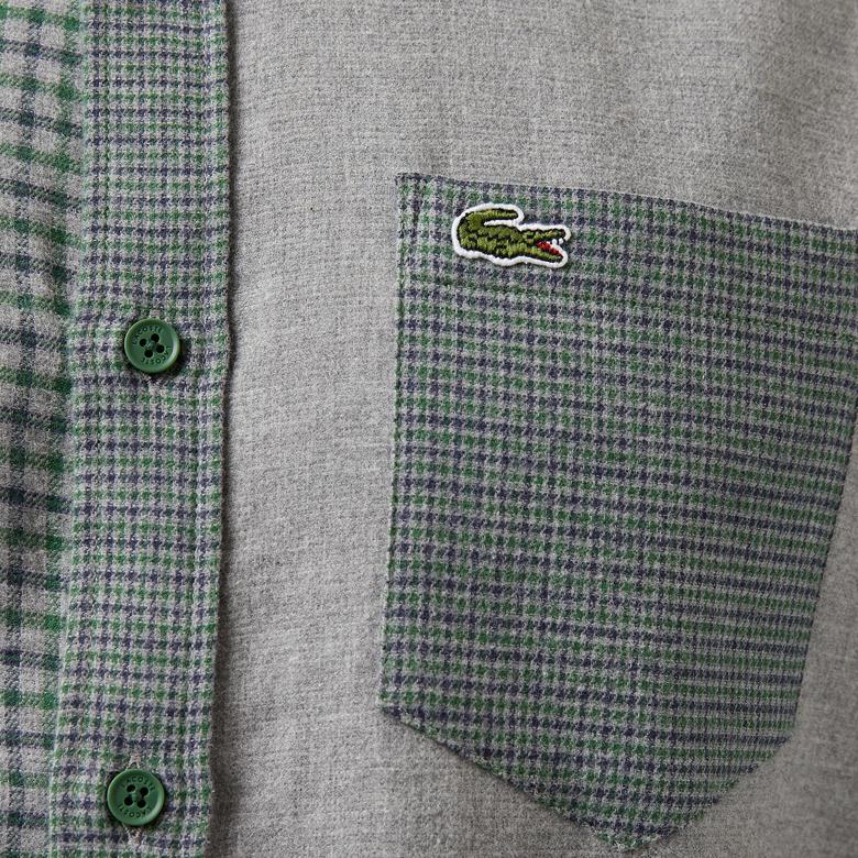 Erkek Regular Fit Ekose Koyu Yeşil Gömlek