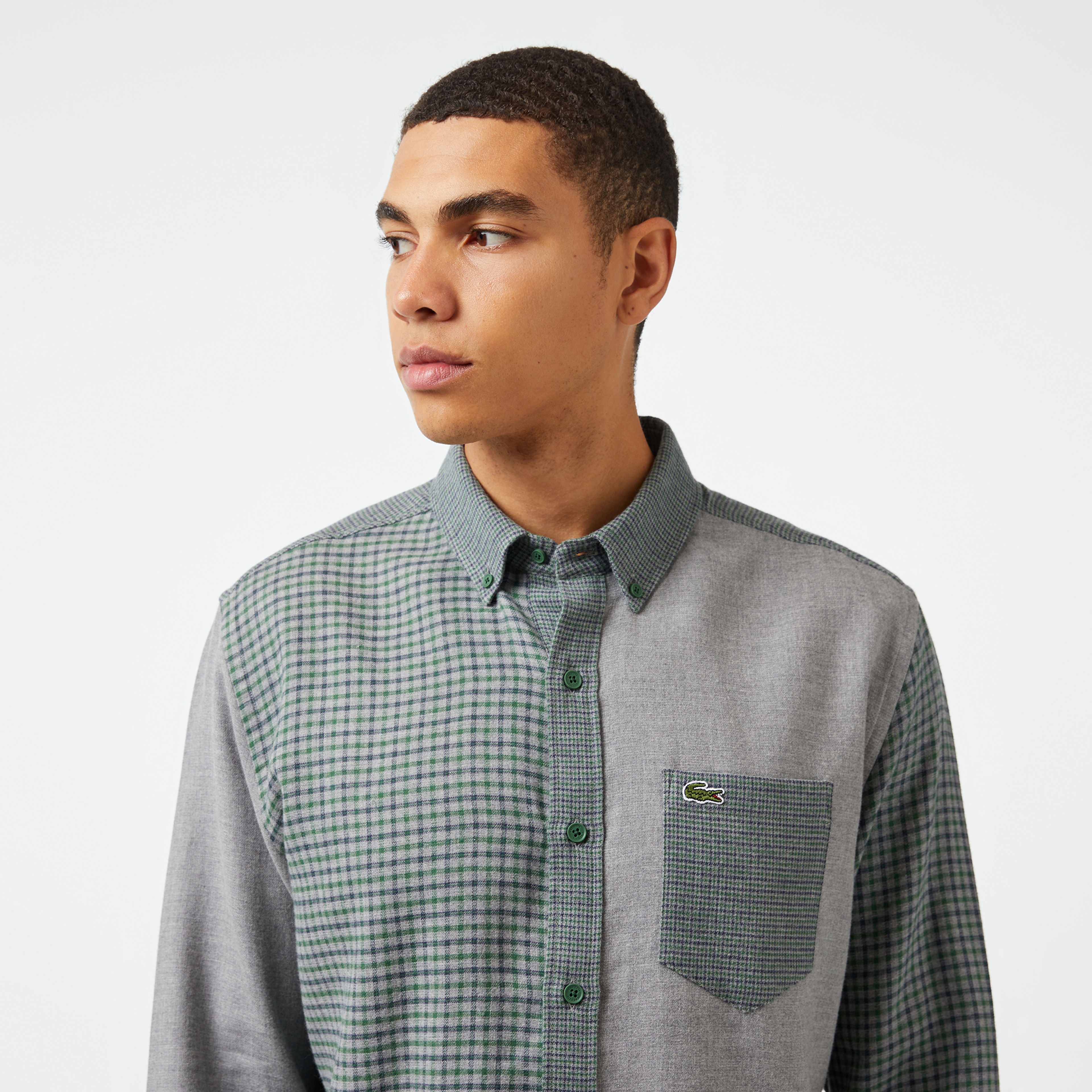 Erkek Regular Fit Ekose Koyu Yeşil Gömlek