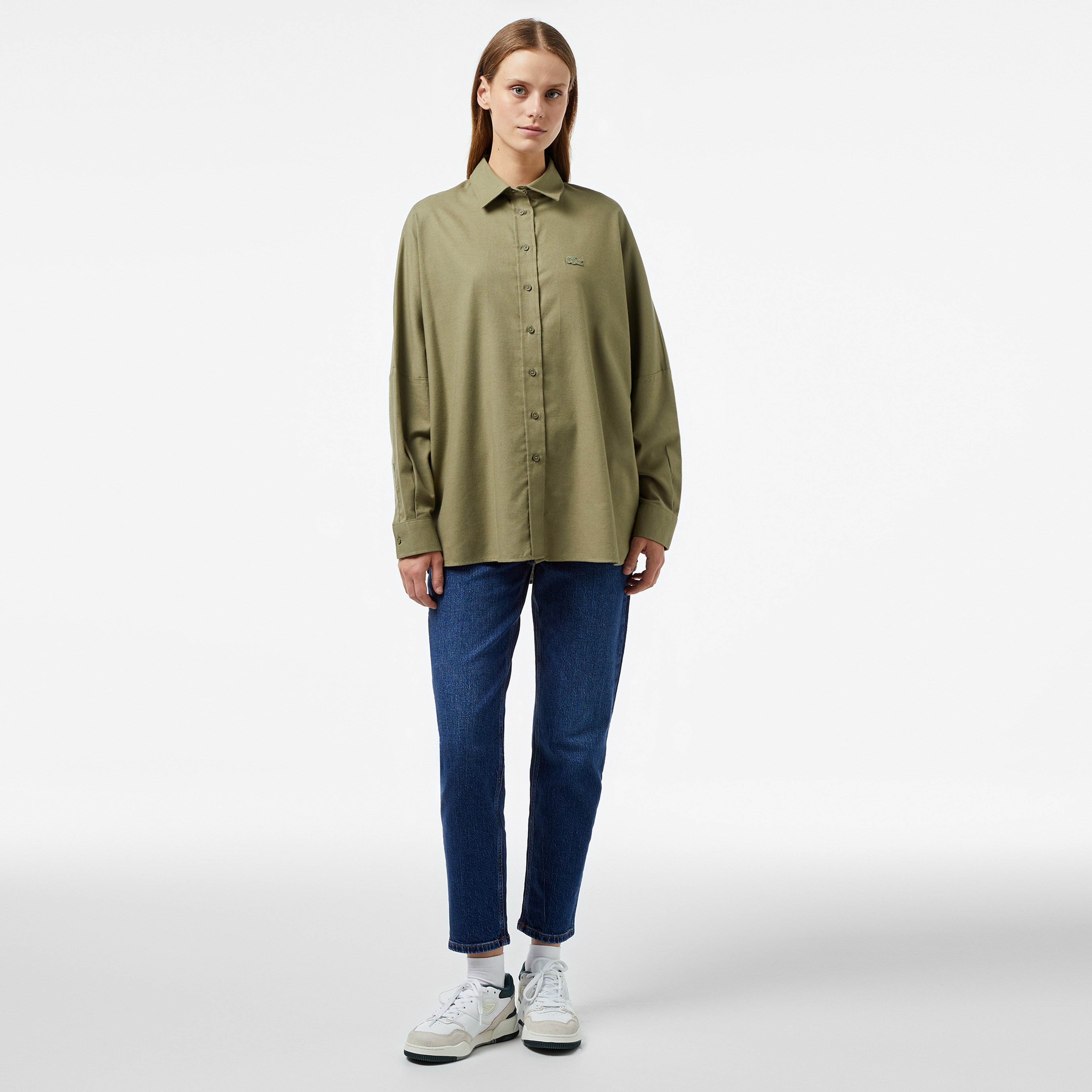 Kadın Loose Fit Haki Gömlek