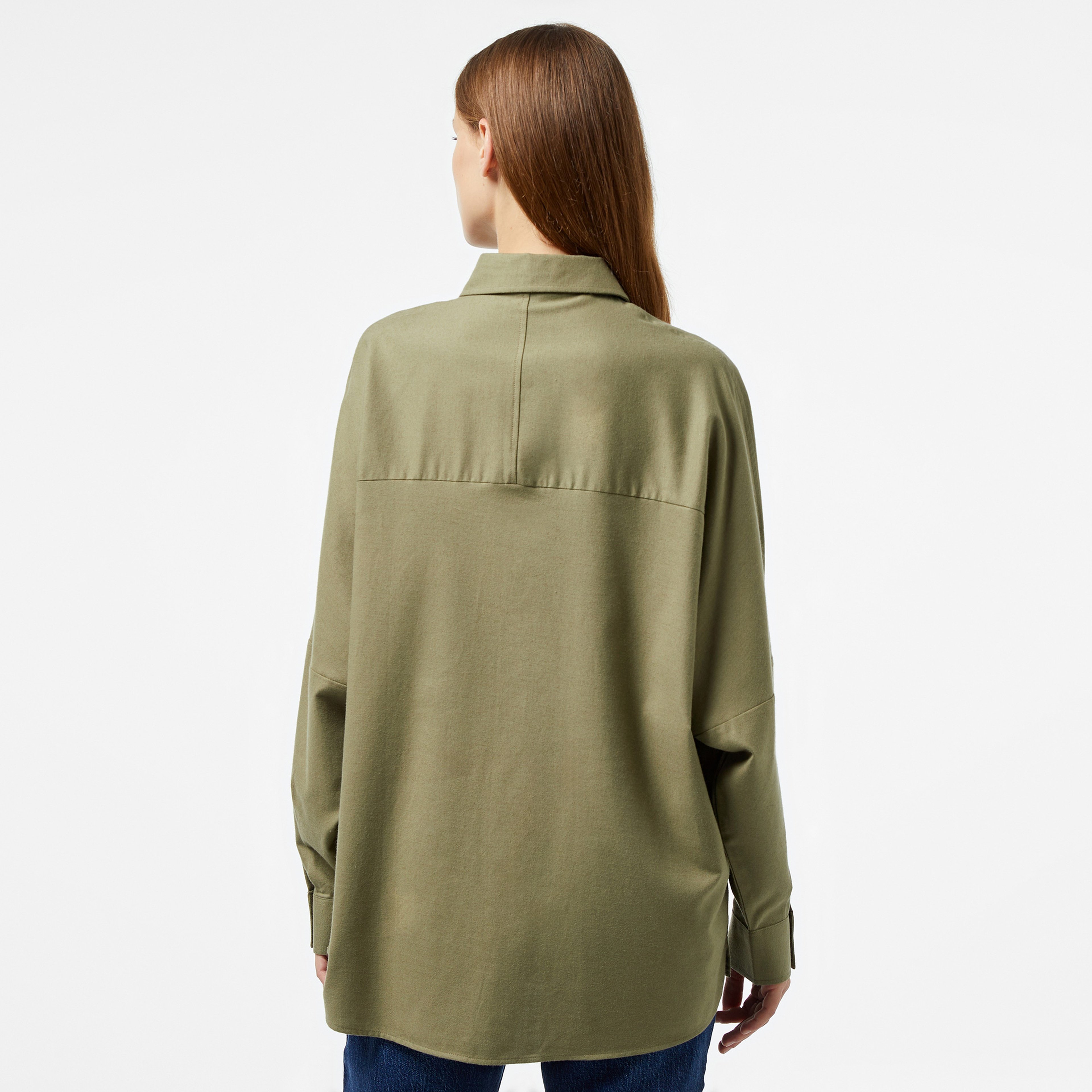 Kadın Loose Fit Haki Gömlek