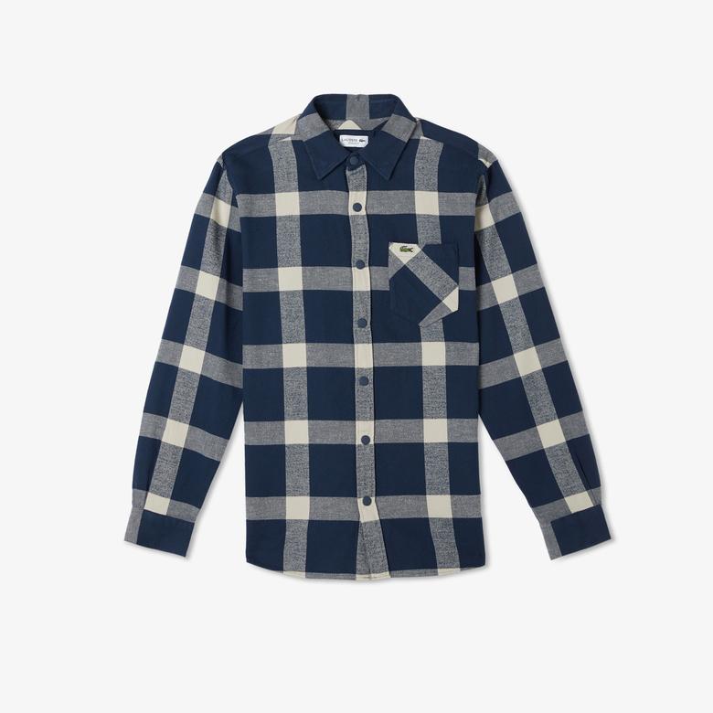 Erkek Regular Fit Ekose Lacivert Gömlek