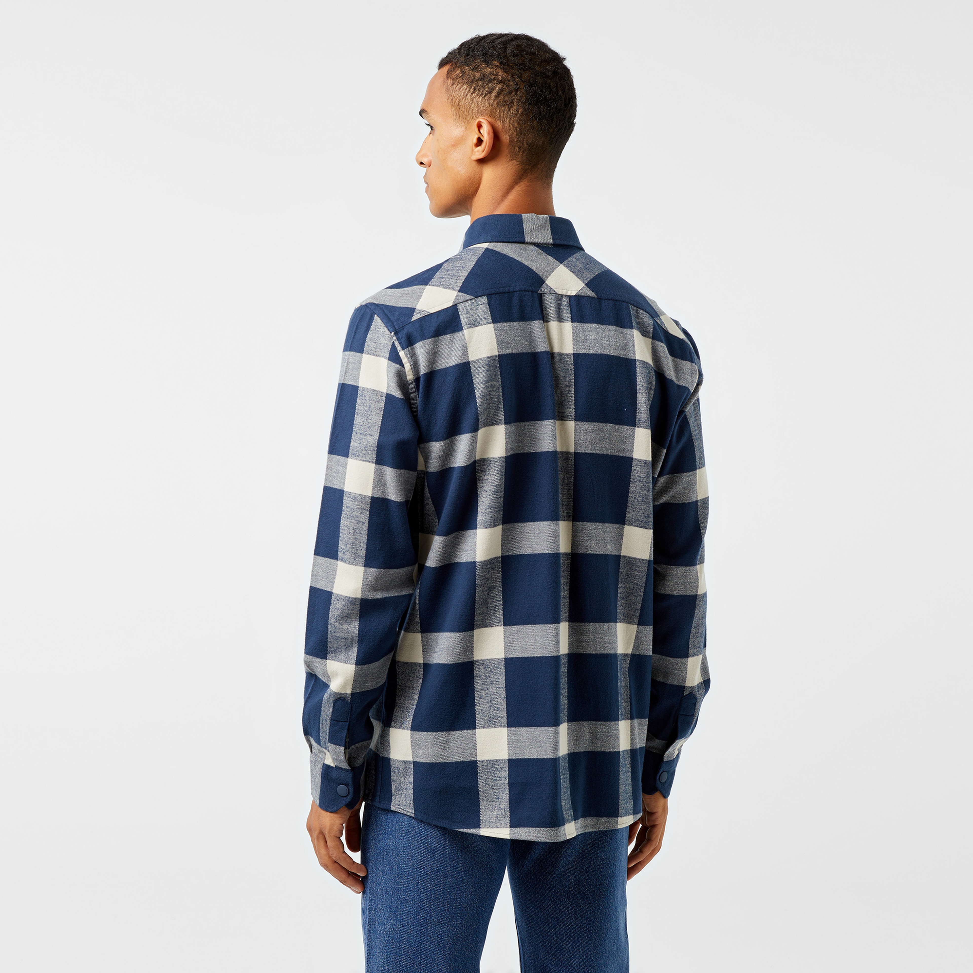 Erkek Regular Fit Ekose Lacivert Gömlek