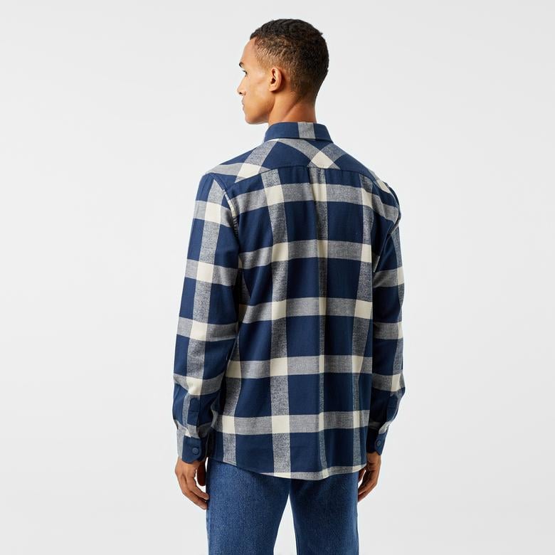 Erkek Regular Fit Ekose Lacivert Gömlek