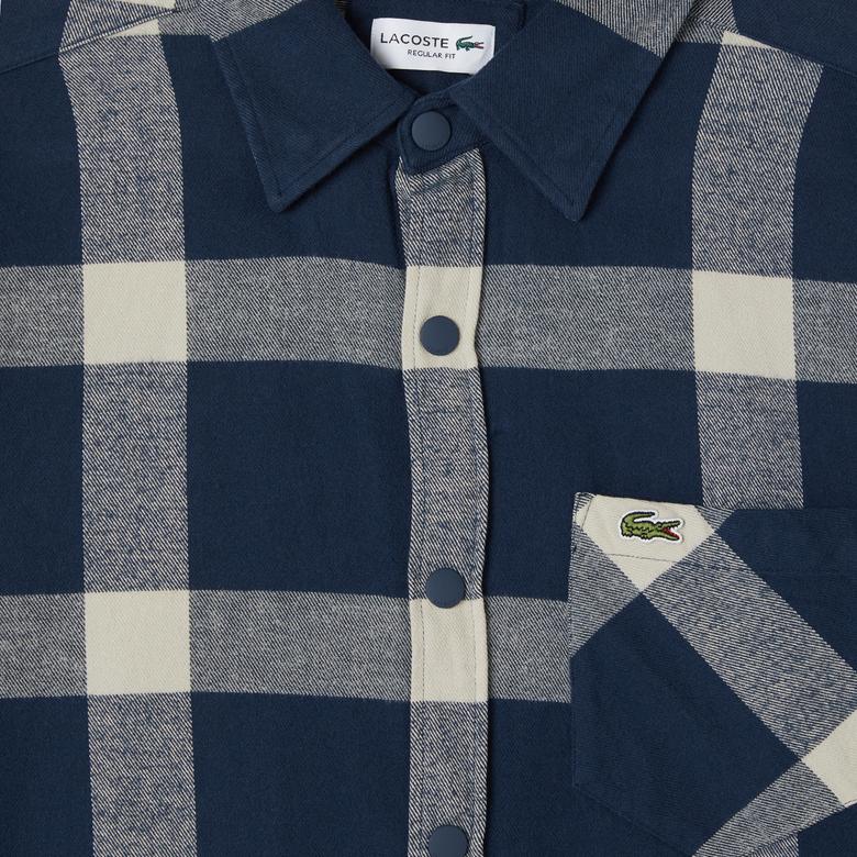 Erkek Regular Fit Ekose Lacivert Gömlek
