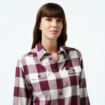Kadın Regular Fit Ekose Bordo Gömlek