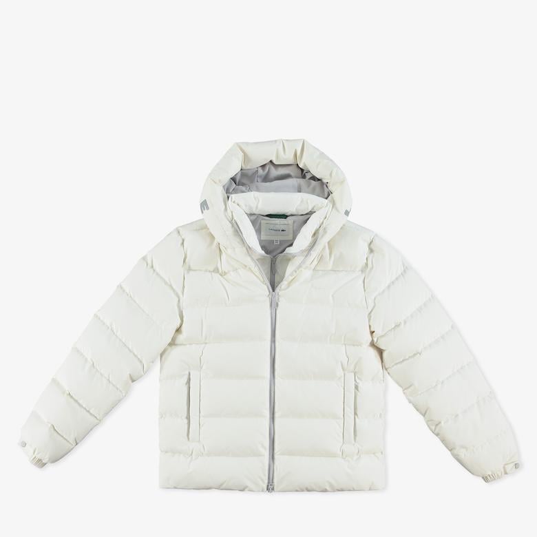 Erkek Regular Fit Kapüşonlu Beyaz Şişme Mont