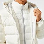 Erkek Regular Fit Kapüşonlu Beyaz Şişme Mont