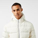 Erkek Regular Fit Kapüşonlu Beyaz Şişme Mont