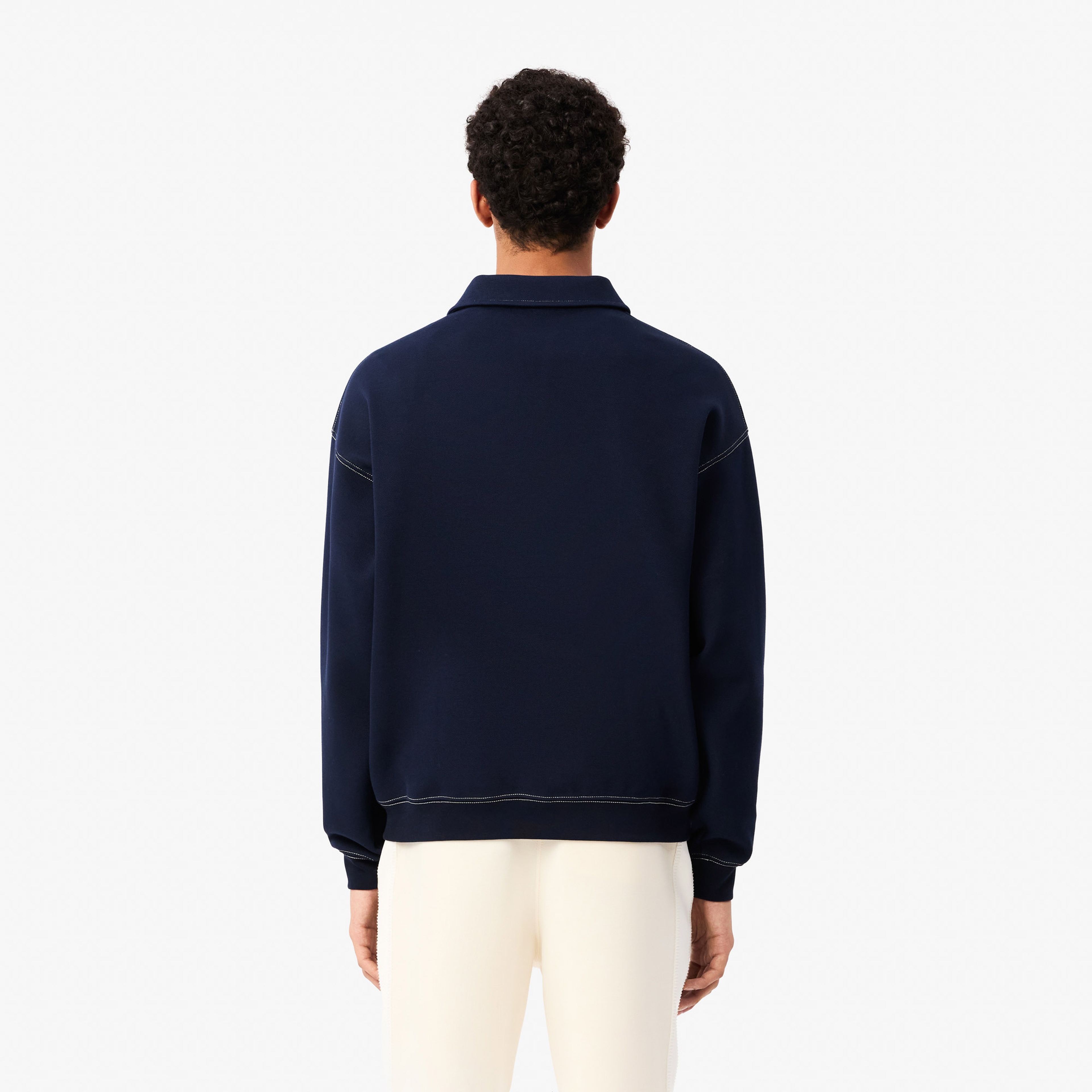 Erkek Loose Fit Polo Yaka Lacivert Sweatshirt