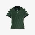 Kadın Slim Fit Monogram Koyu Yeşil Polo