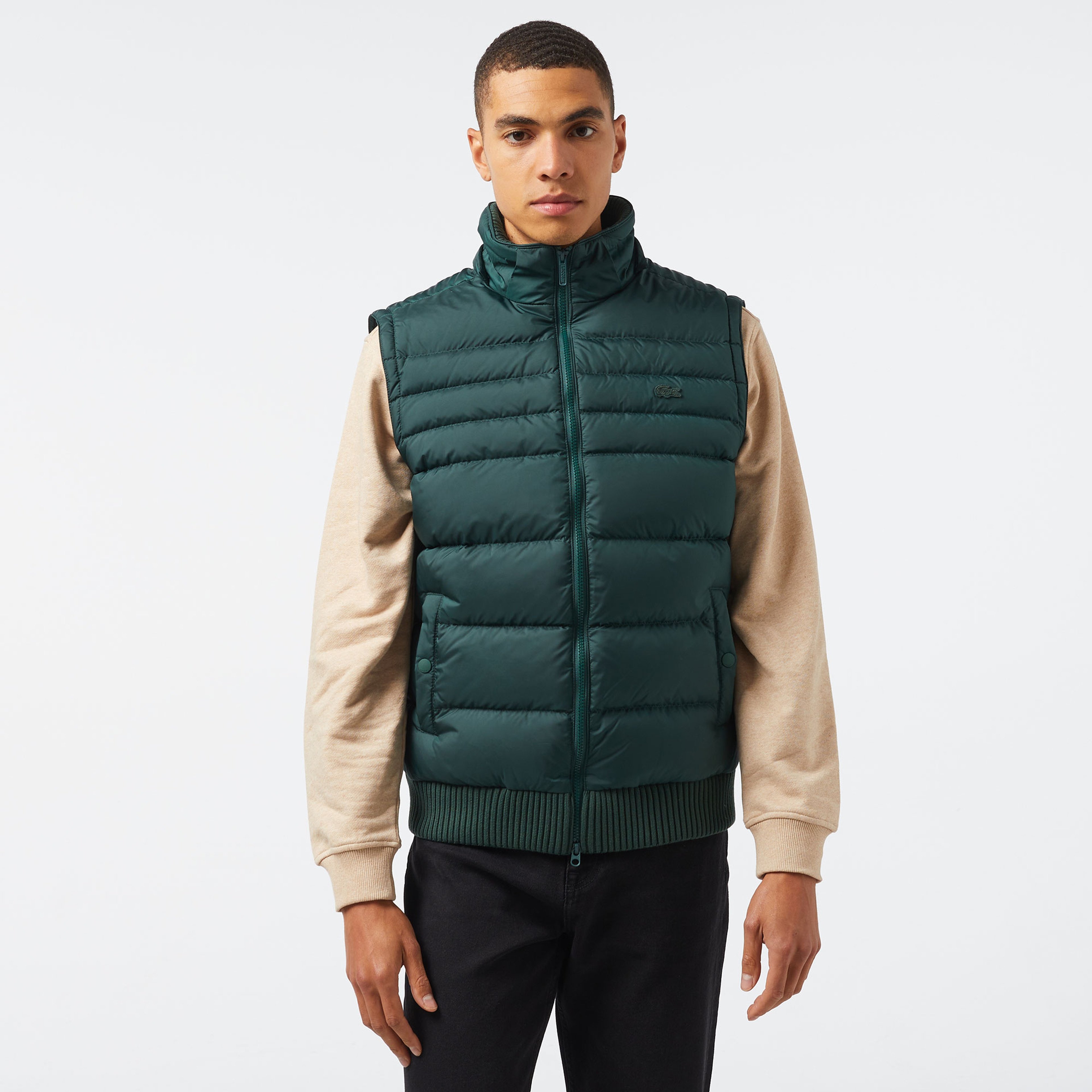 Erkek Kapüşonlu Koyu Yeşil Mont