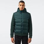 Erkek Kapüşonlu Koyu Yeşil Mont