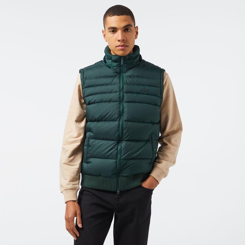 Erkek Kapüşonlu Koyu Yeşil Mont