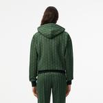 Kadın Regular Fit Kapüşonlu Monogram Koyu Yeşil Sweatshirt