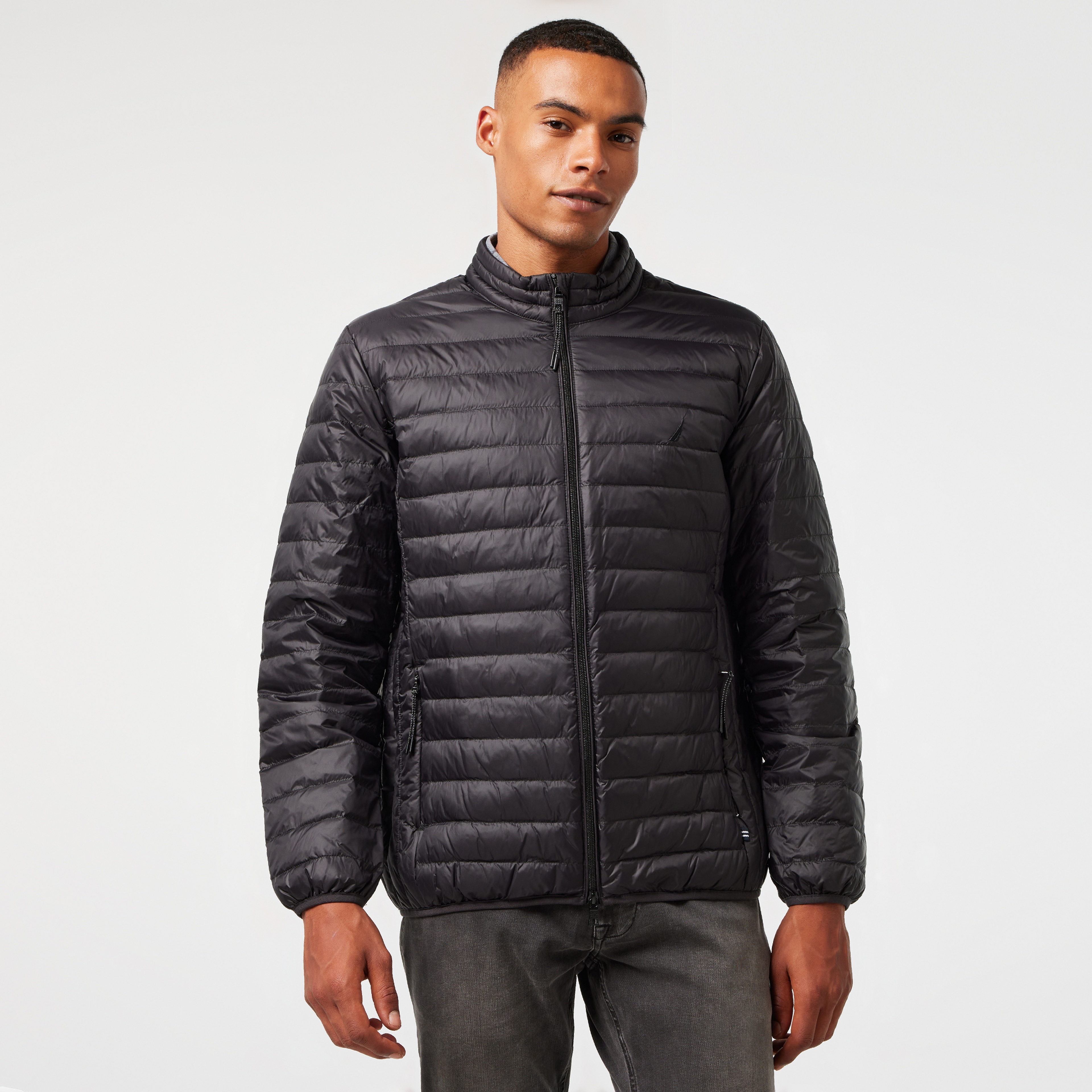 Nautica Erkek Siyah Su Kaydırma Özellikli Kaz Tüyü Mont