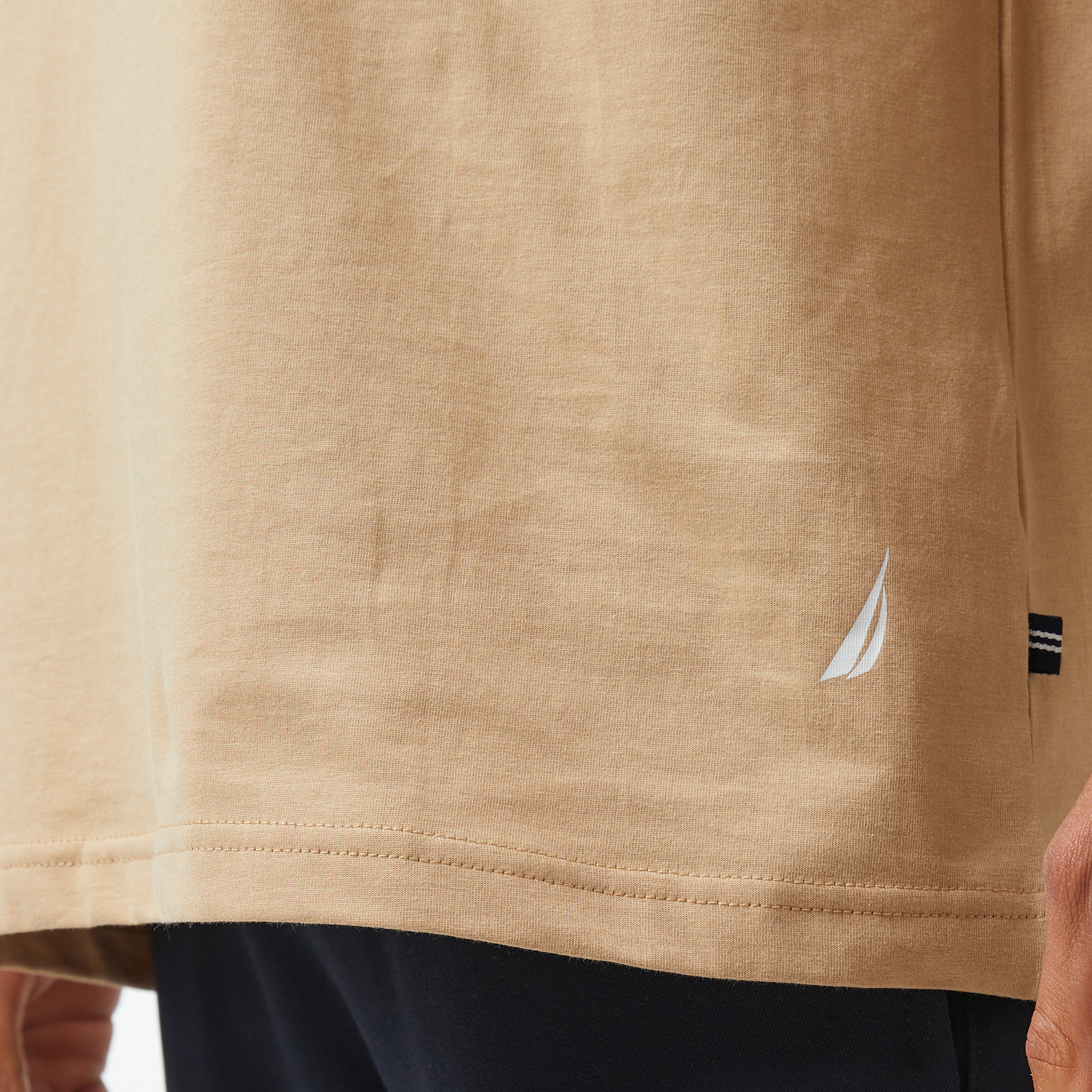 Nautica Erkek Bej Oversize Kısa Kollu T-Shirt