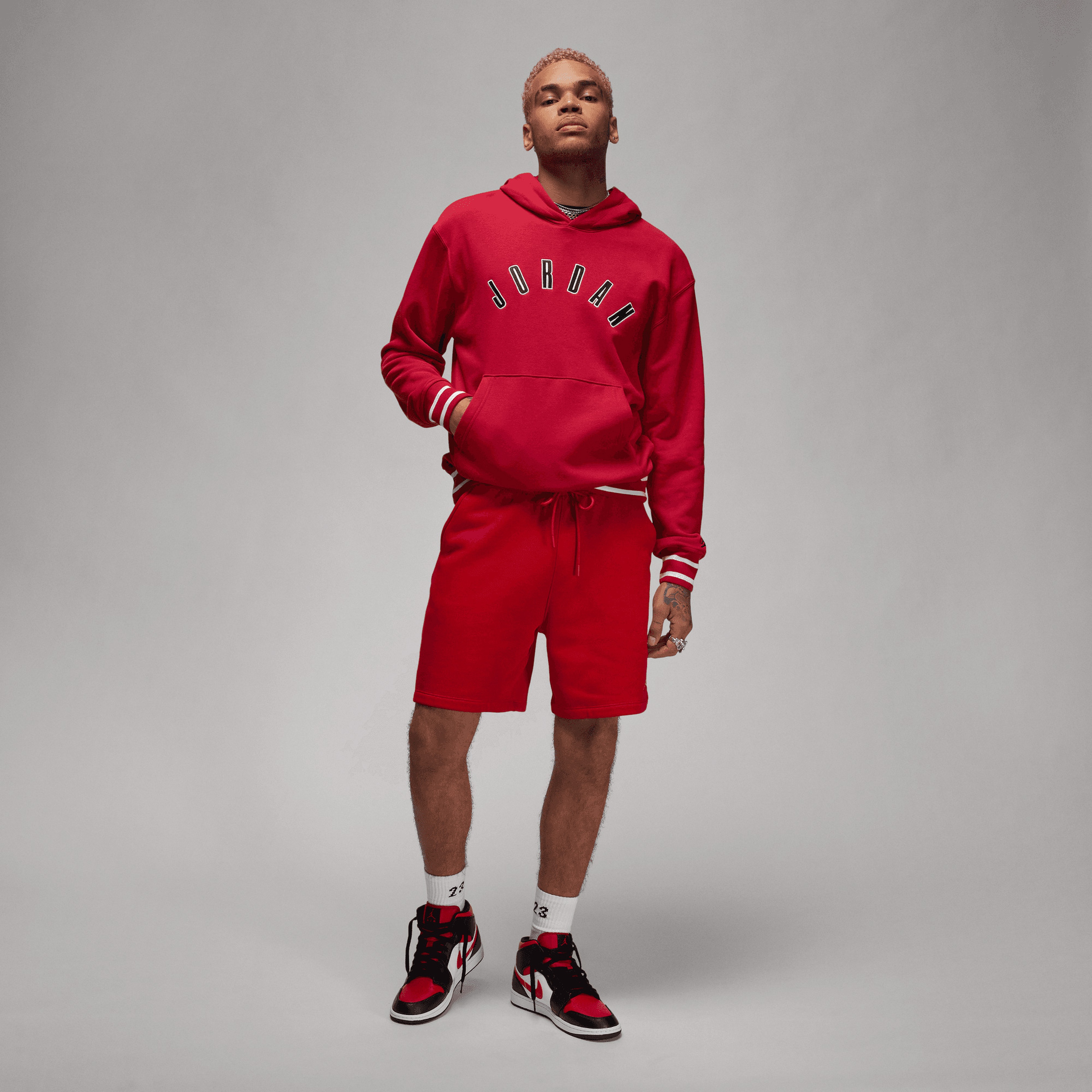 Jordan MJ Flight Mvp Fleece Pullover Erkek Kırmızı Hoodie