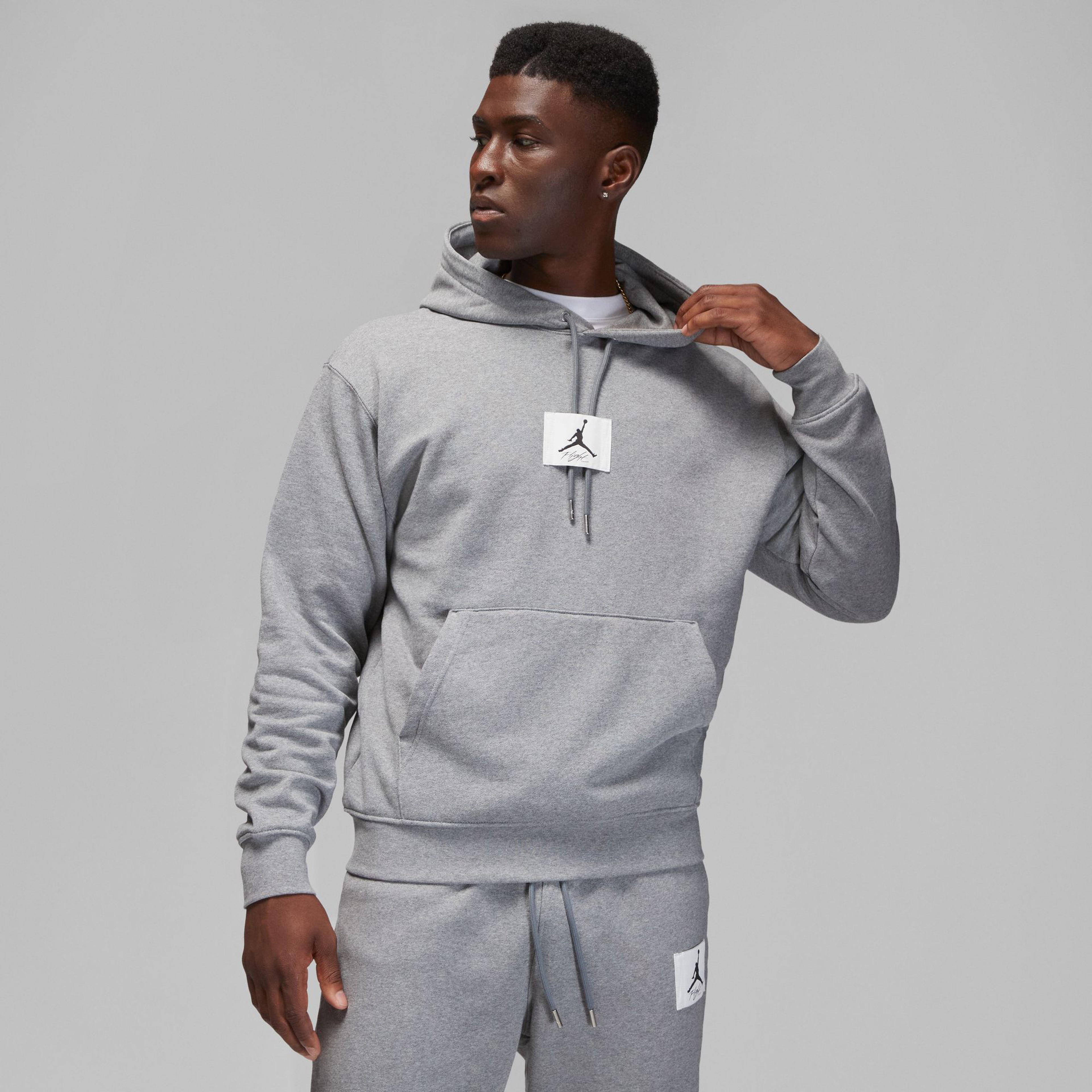 Jordan Flight Fleece Pullover Erkek Gri Hoodie