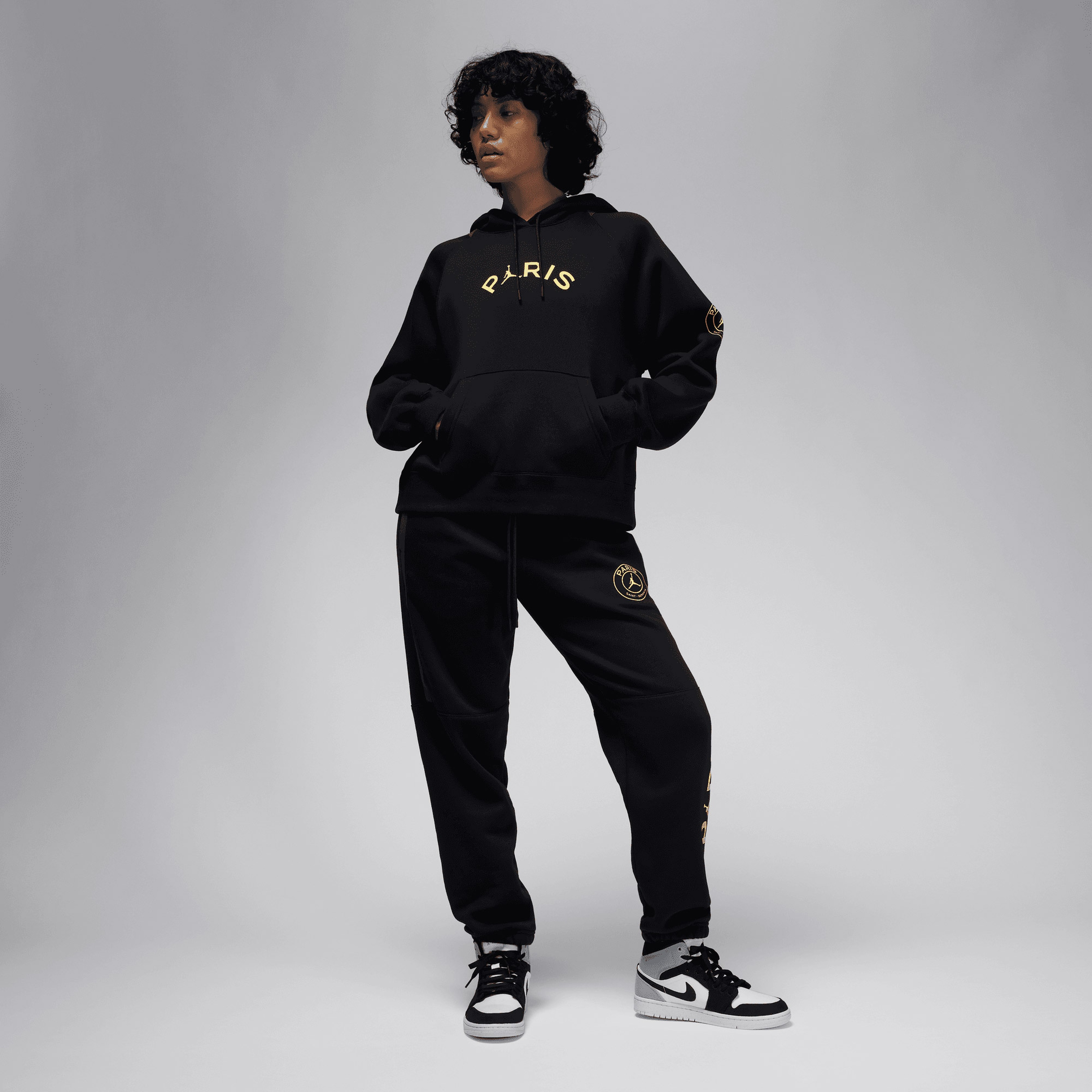 Nike Paris Saint-Germain Brooklyn Fleece Kadın Siyah/Gri Hoodie
