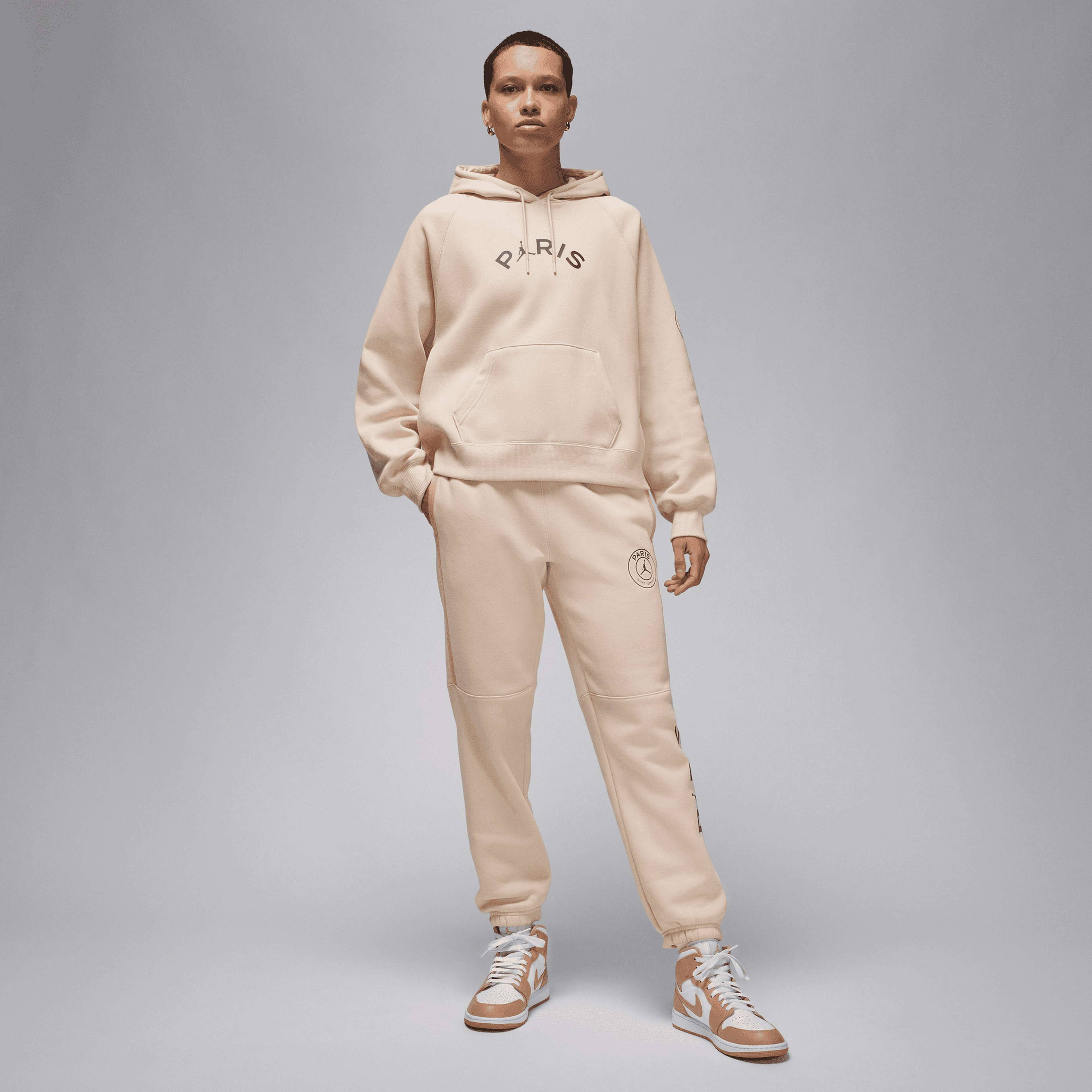 Nike Paris Saint-Germain Brooklyn Fleece Kadın Krem Hoodie