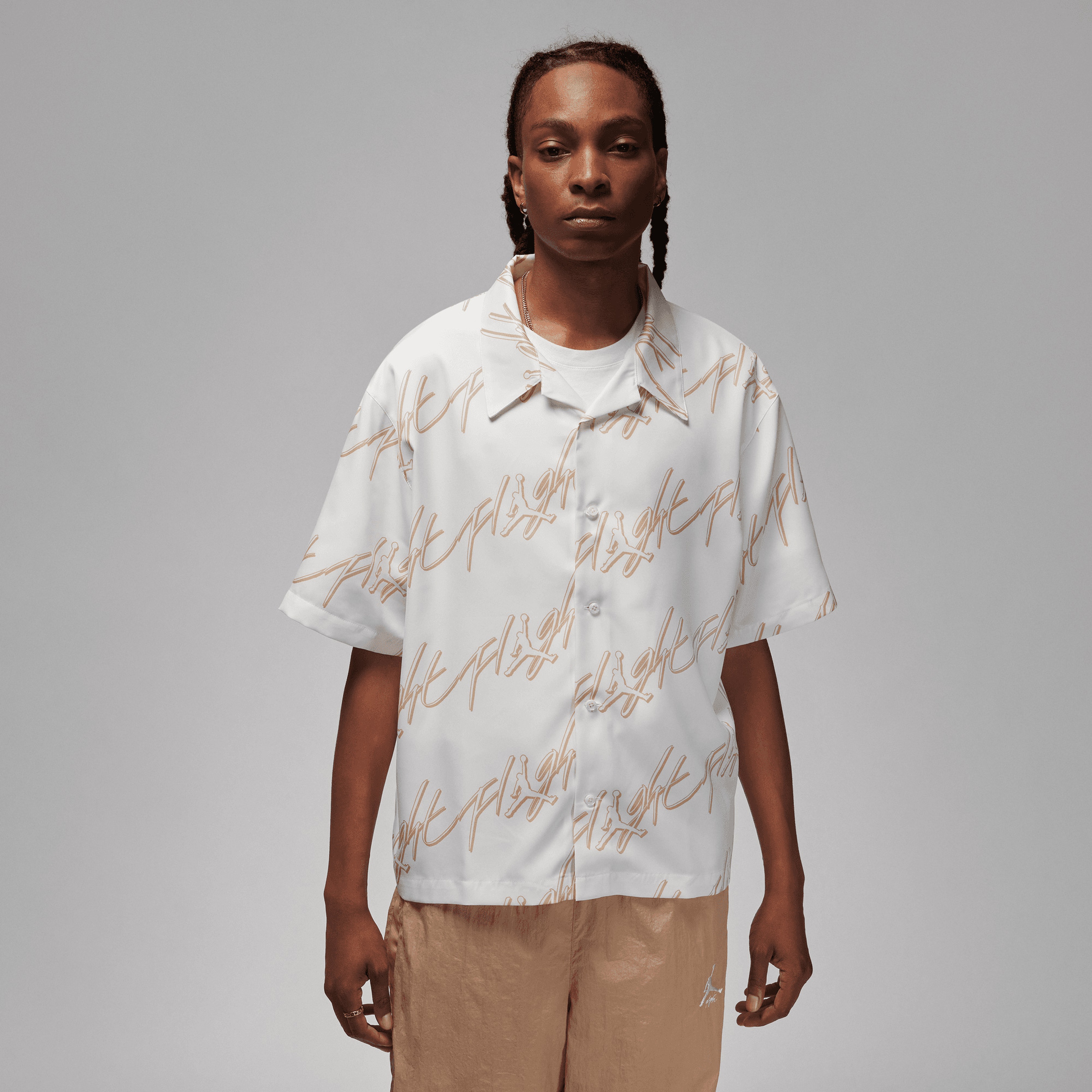 Jordan Essentials Graphics Full-Button Erkek Krem Gömlek