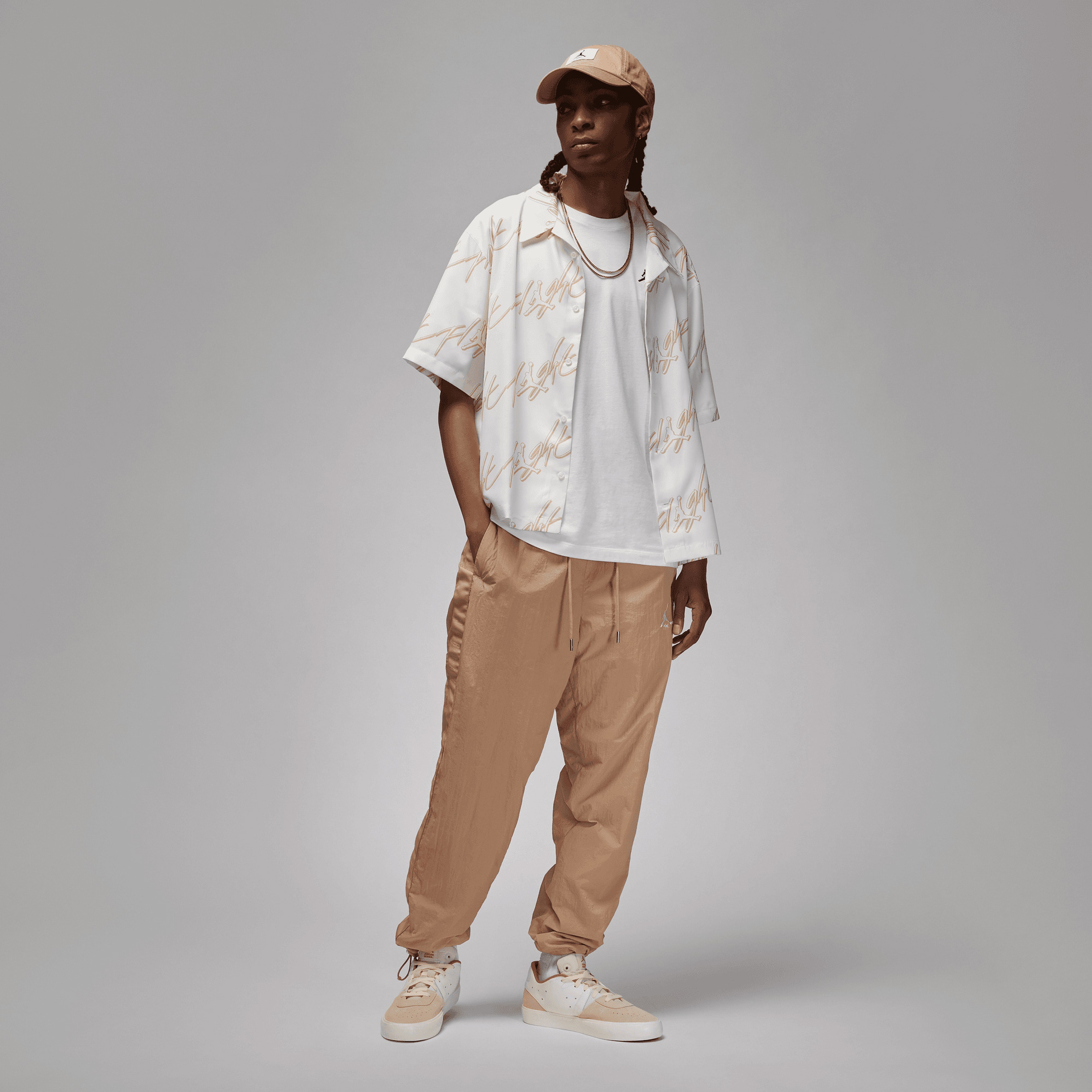 Jordan Essentials Graphics Full-Button Erkek Krem Gömlek