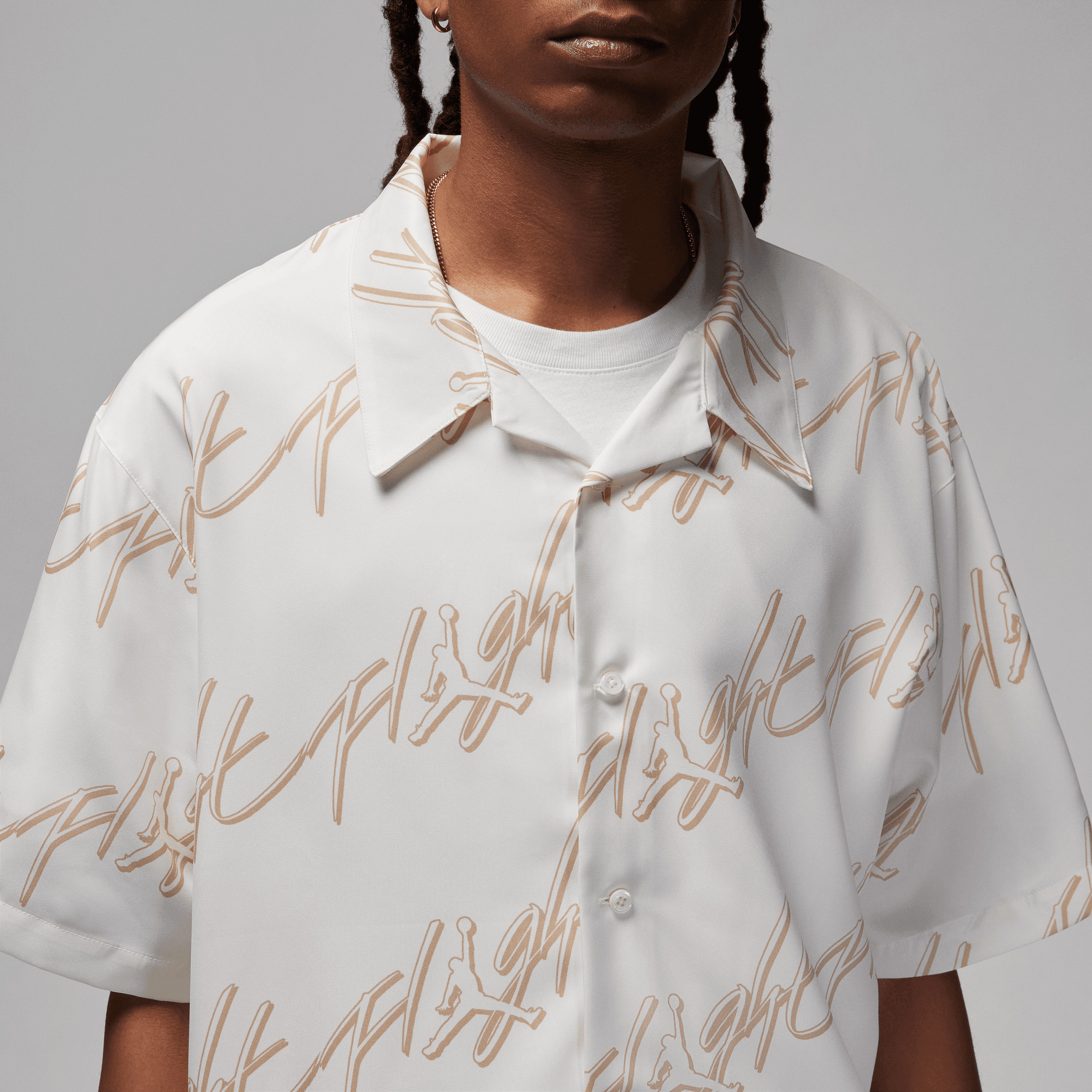 Jordan Essentials Graphics Full-Button Erkek Krem Gömlek