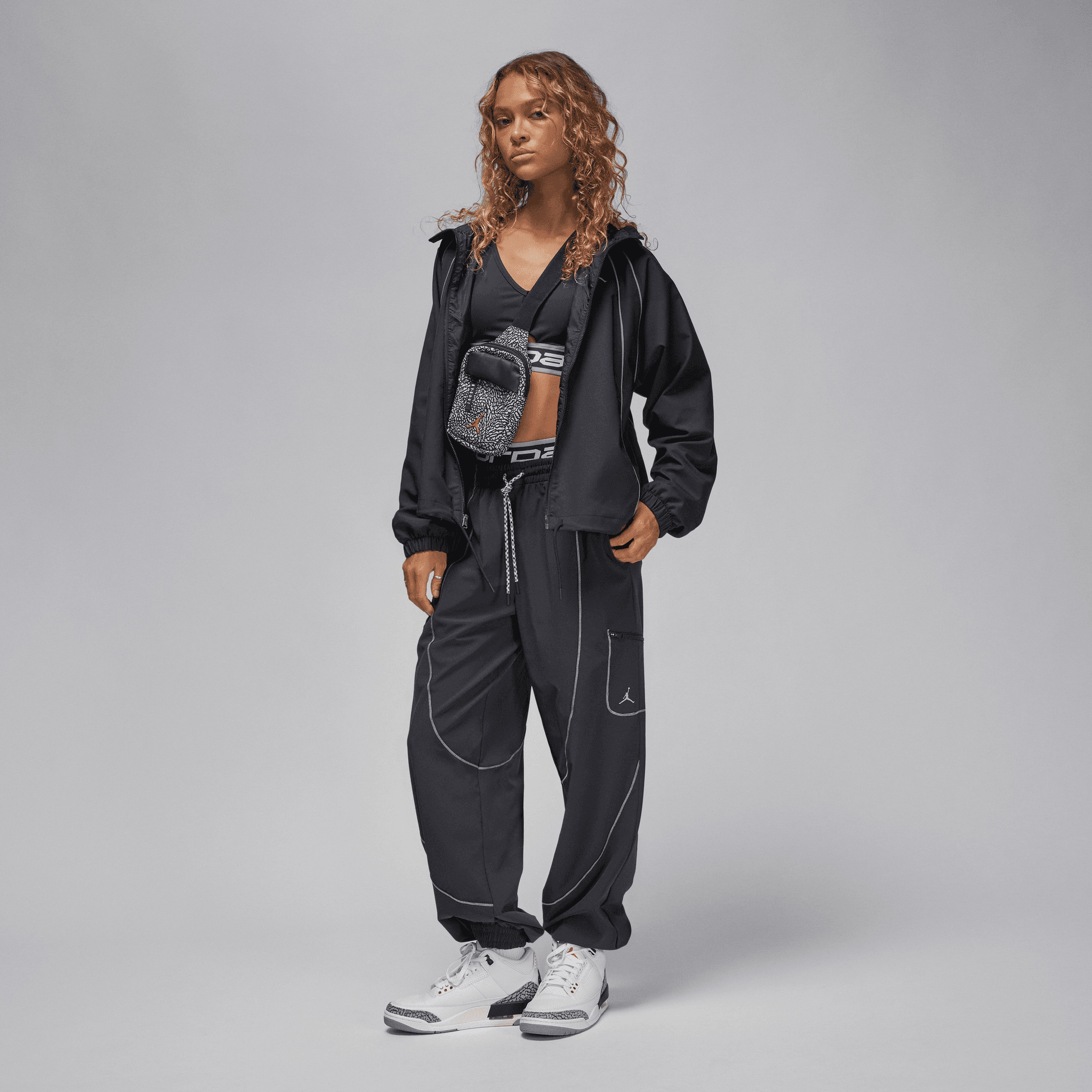 Jordan Hip Length Kadın Siyah Ceket