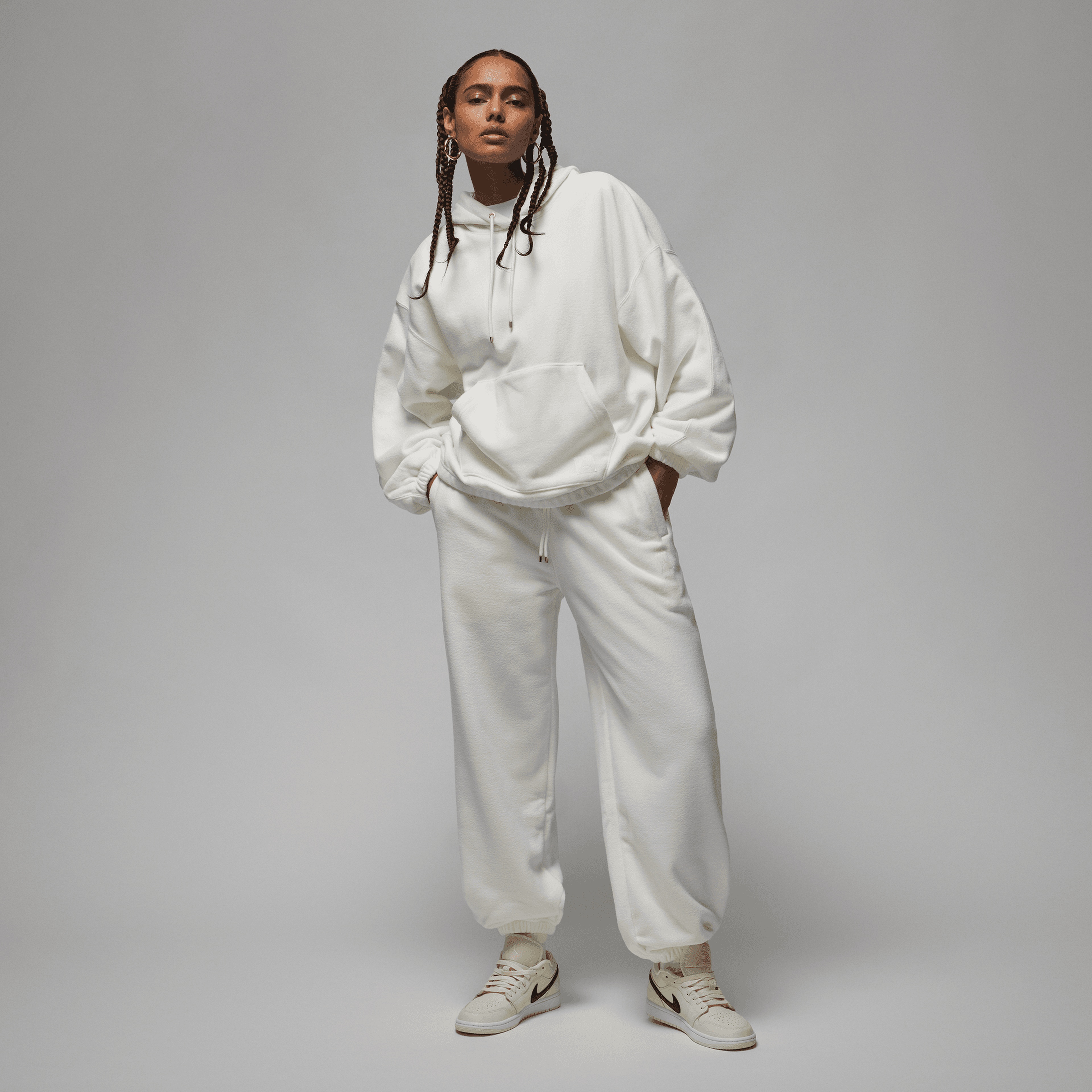 Jordan Flt Po Wntrzd Kadın Beyaz Hoodie