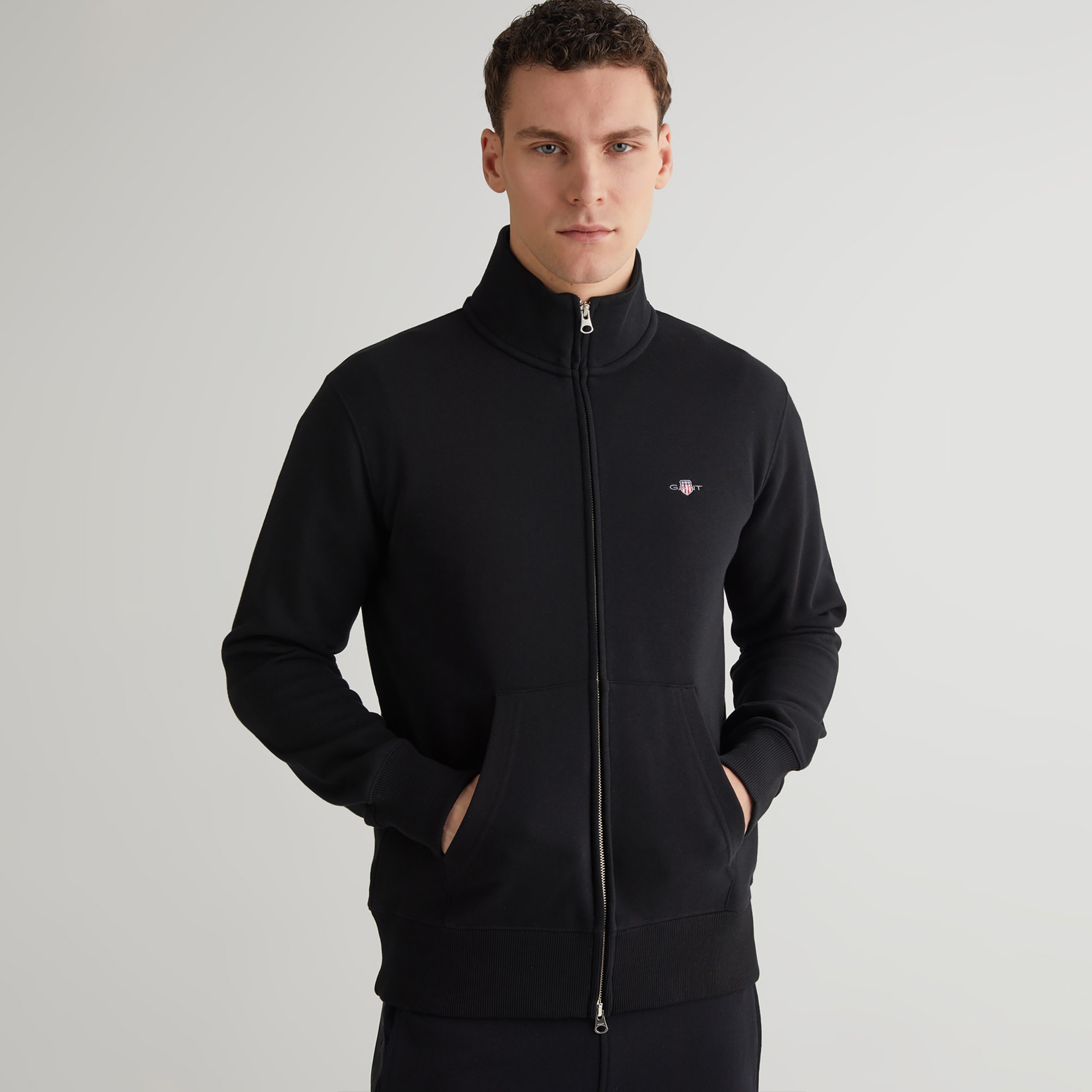 GANT Erkek Siyah Regular Fit Fermuarlı Sweatshirt