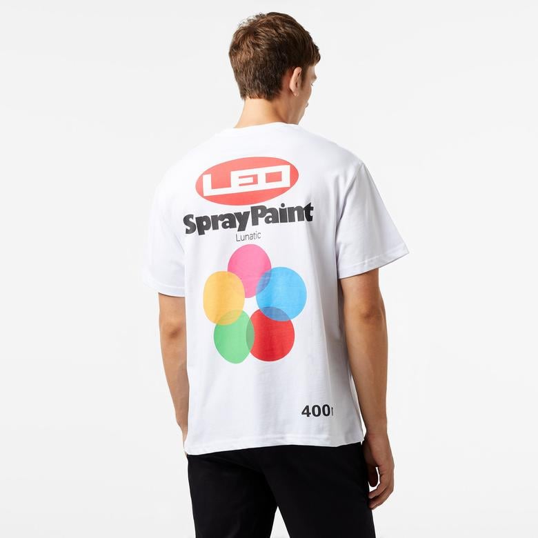 Leo Spray Paint Unisex Beyaz T-Shirt