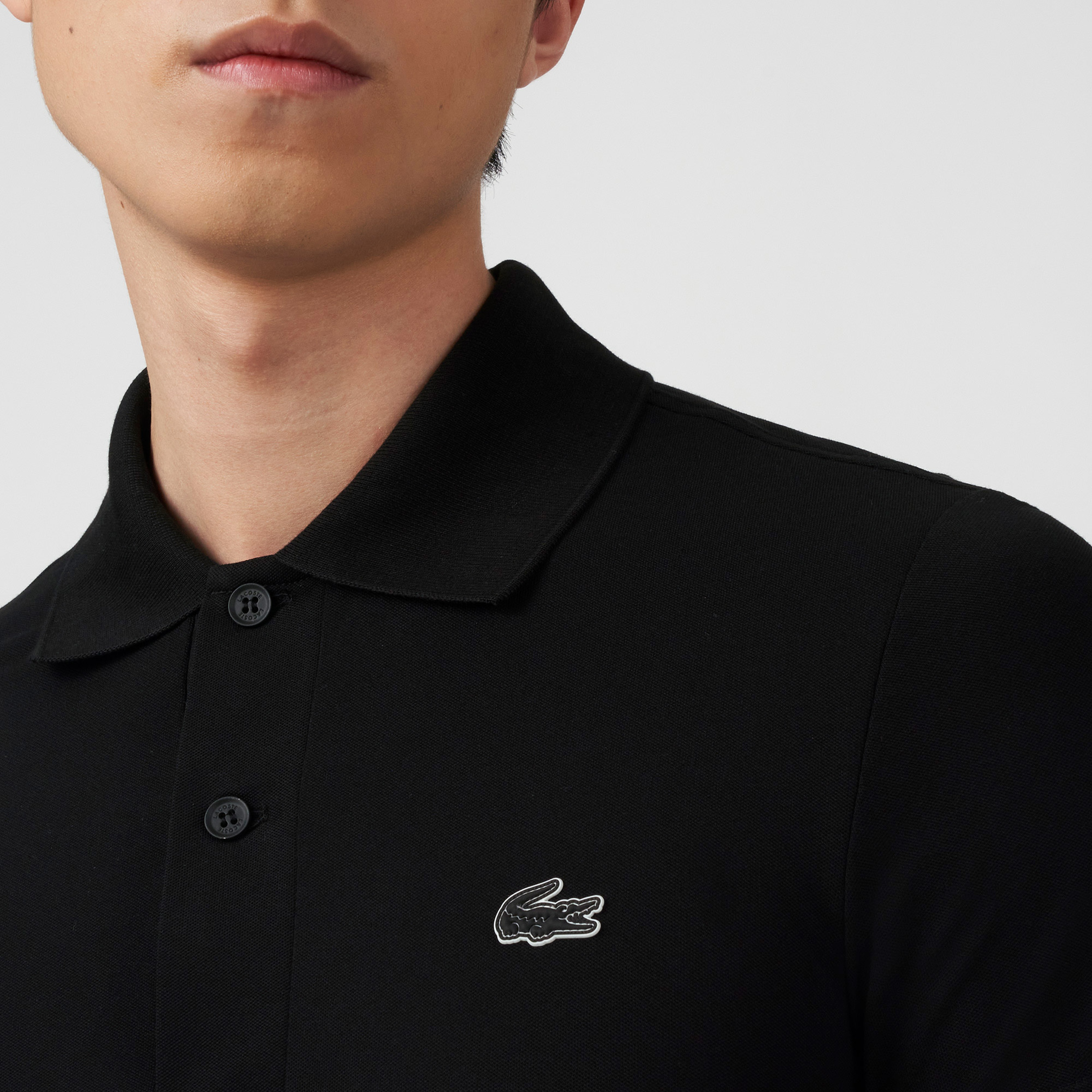 Lacoste Erkek Regular Fit Baskılı Organik Pamuk Siyah Polo