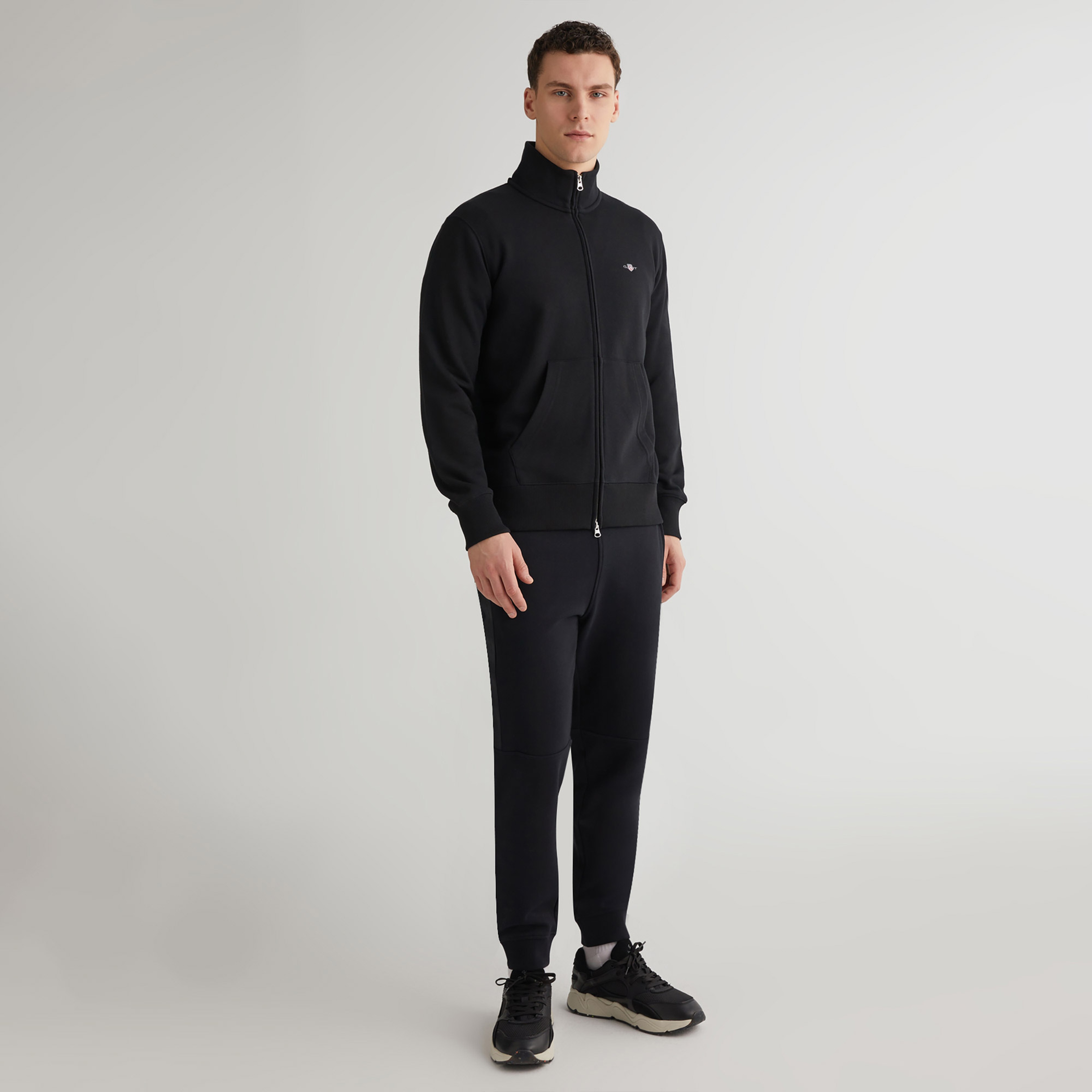 GANT Erkek Siyah Regular Fit Fermuarlı Sweatshirt
