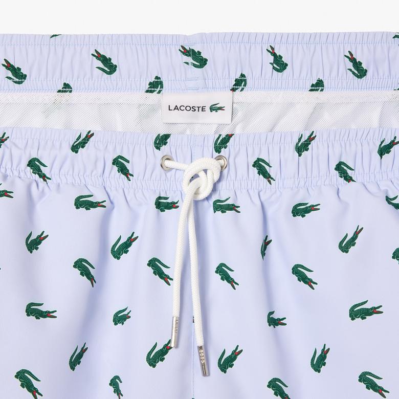 Lacoste Multi Logo Erkek Mavi Deniz Şortu