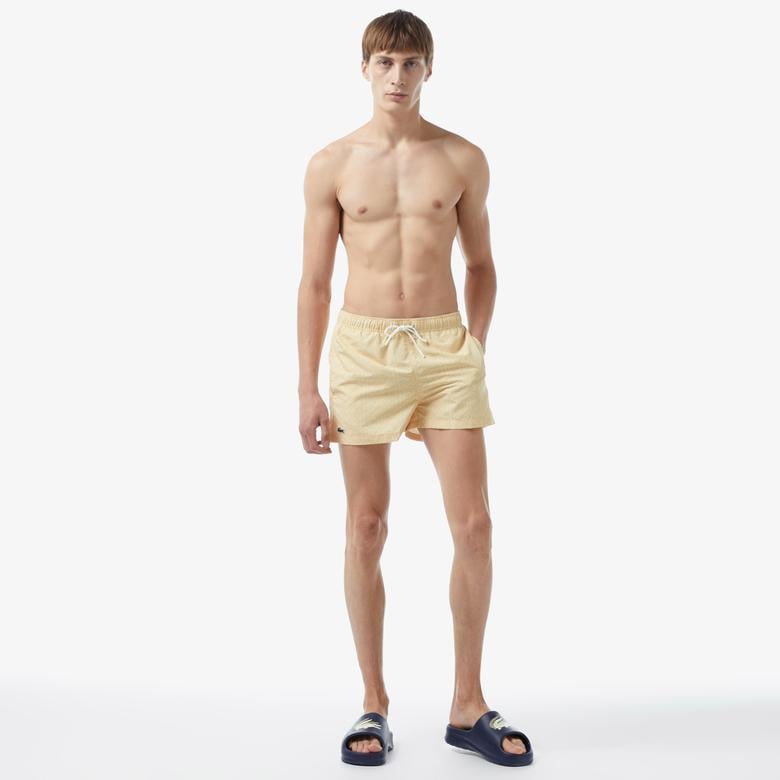 Erkek Desenli Sarı Mayo Şort
