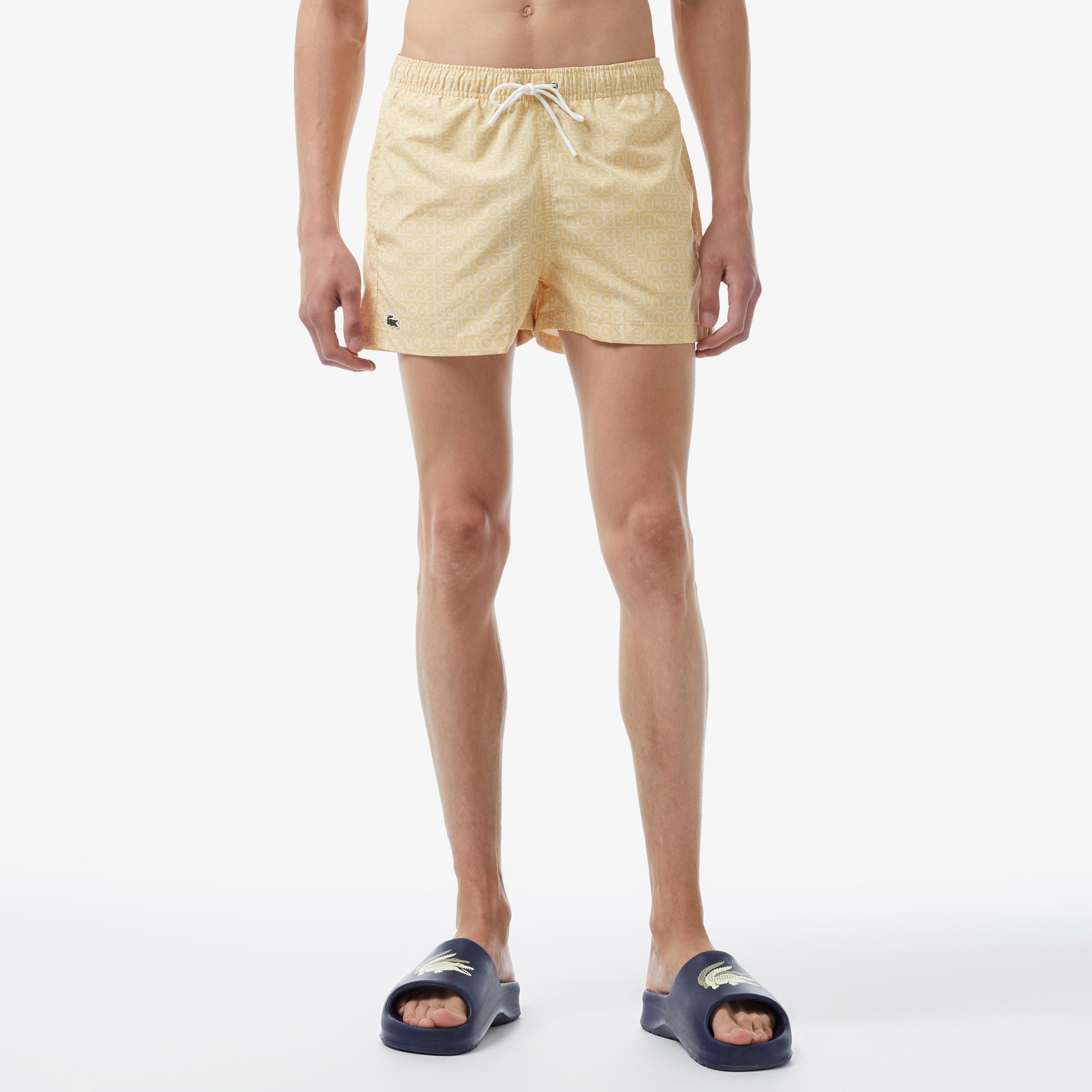Erkek Desenli Sarı Mayo Şort
