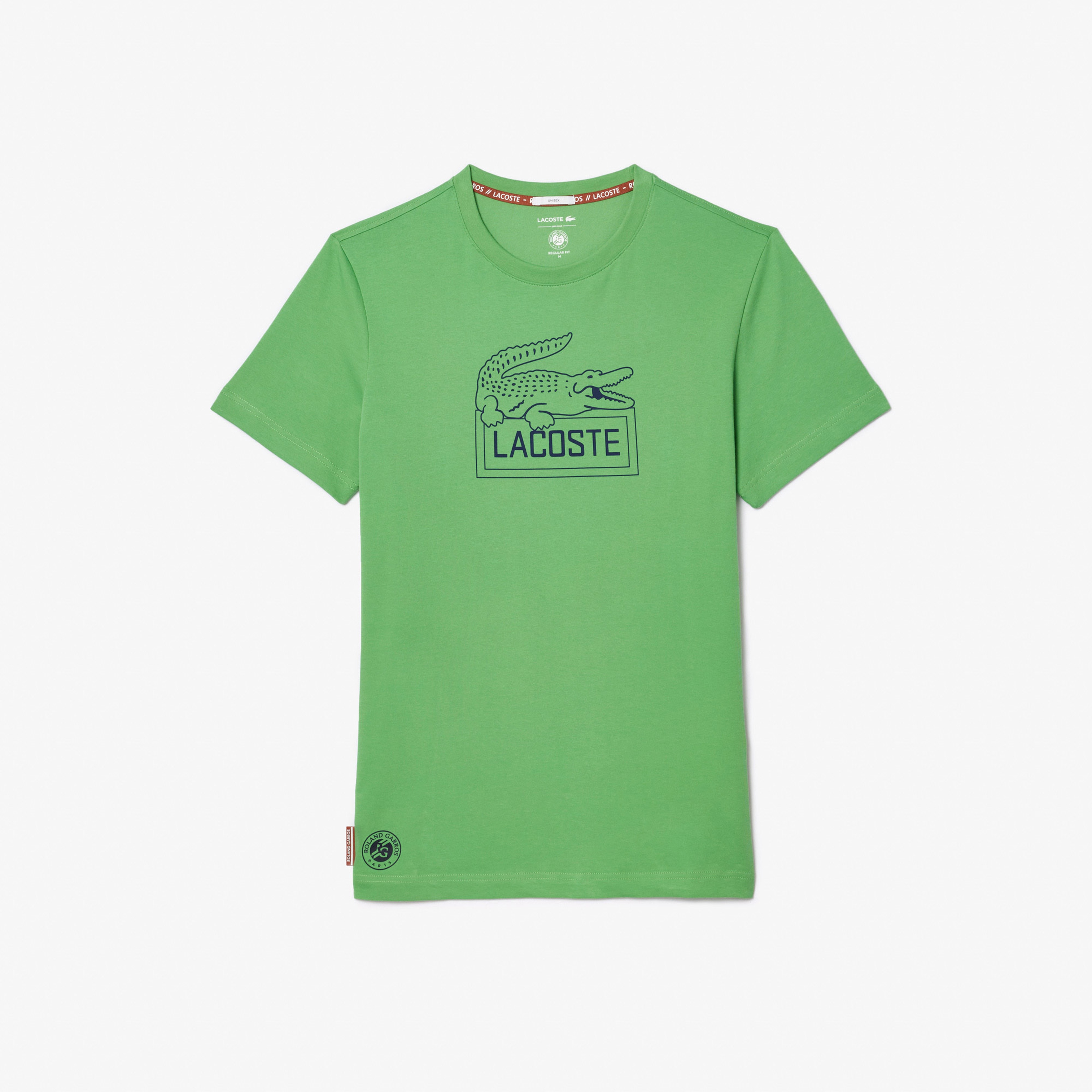 Roland Garros Unisex Regular Fit Bisiklet Yaka Baskılı Yeşil T-Shirt
