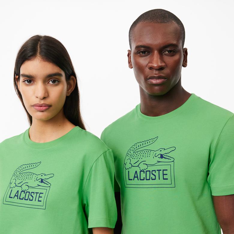 Roland Garros Unisex Regular Fit Bisiklet Yaka Baskılı Yeşil T-Shirt