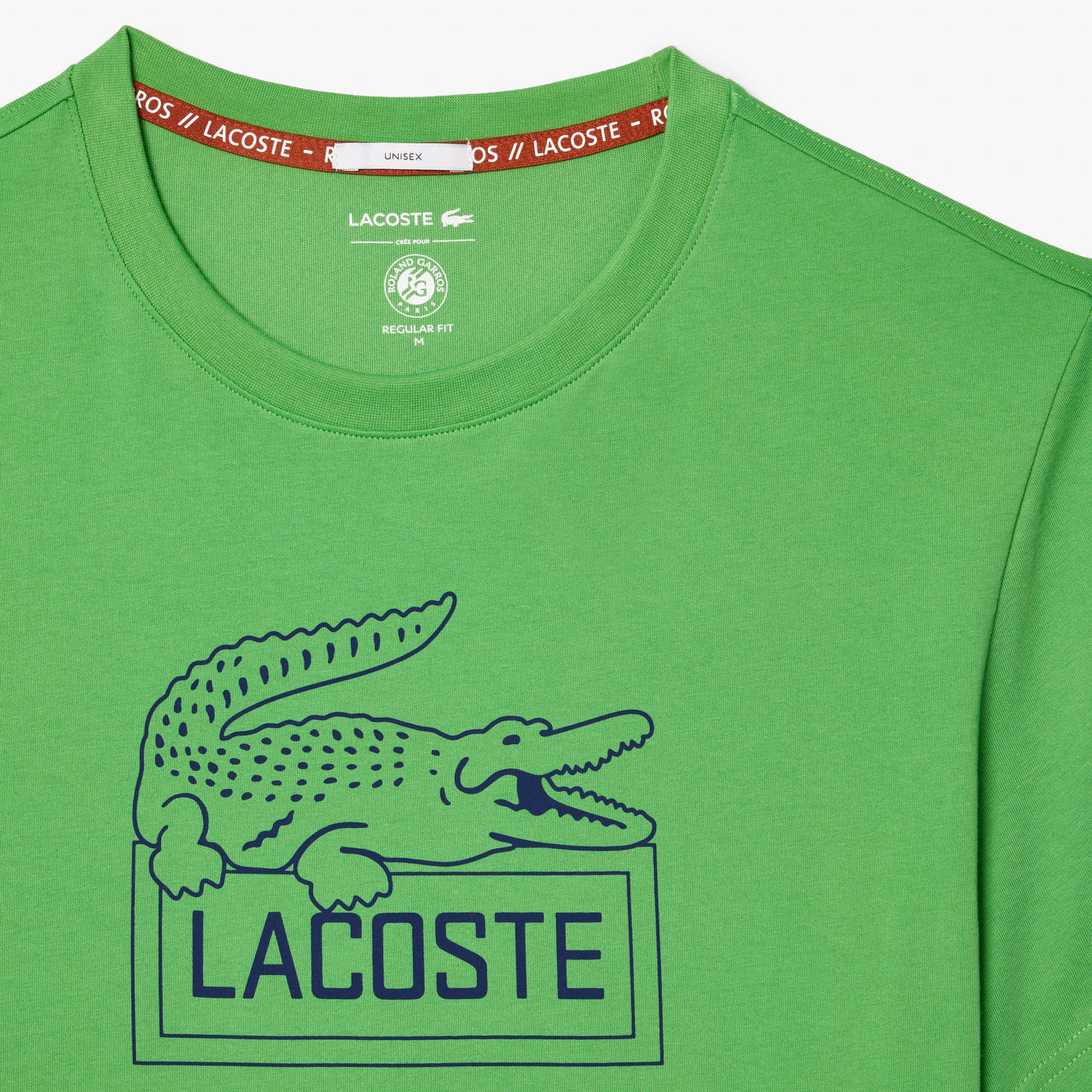 Roland Garros Unisex Regular Fit Bisiklet Yaka Baskılı Yeşil T-Shirt