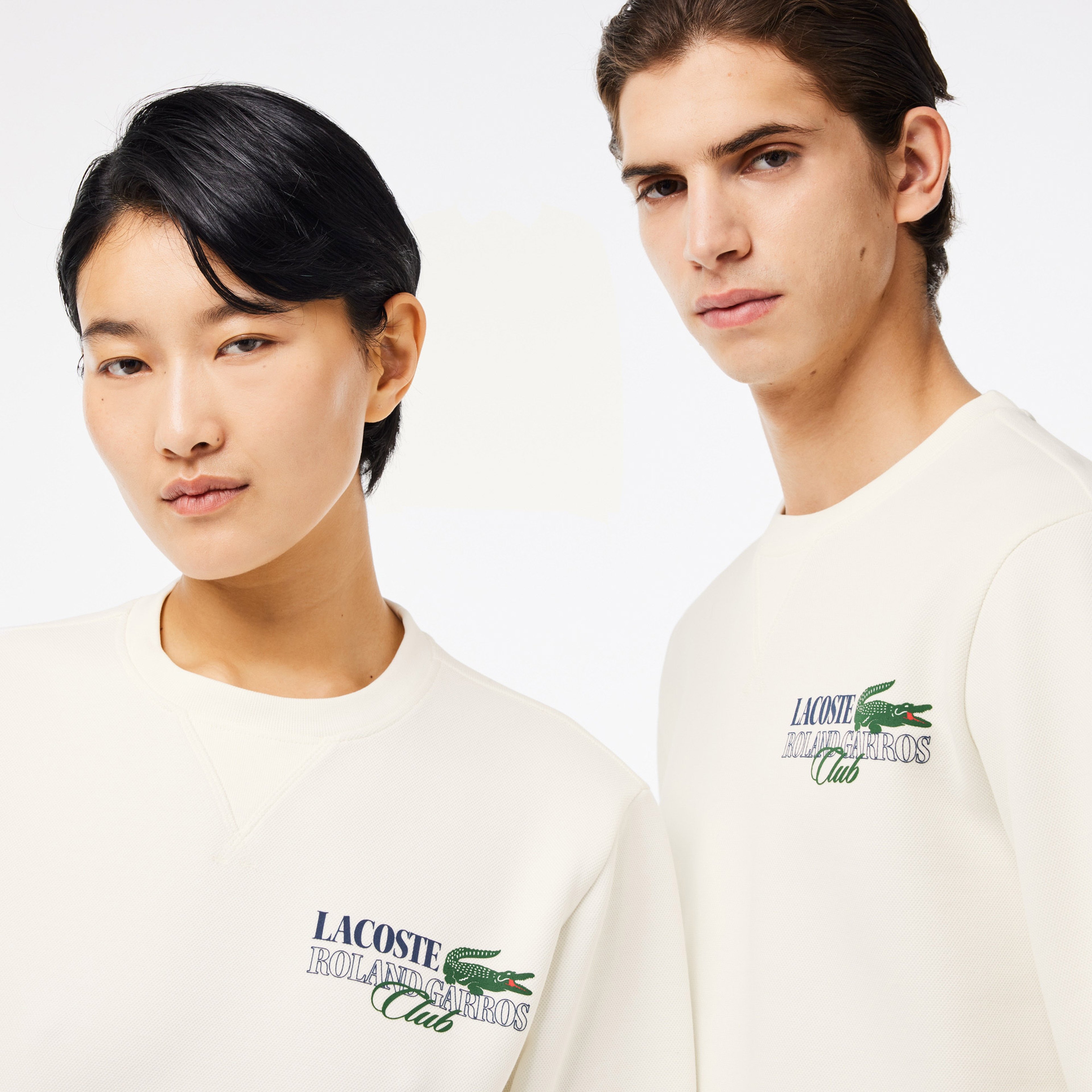 Roland Garros Unisex Relaxed Fit Bisiklet Yaka Beyaz Sweatshirt