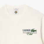 Roland Garros Unisex Relaxed Fit Bisiklet Yaka Beyaz Sweatshirt