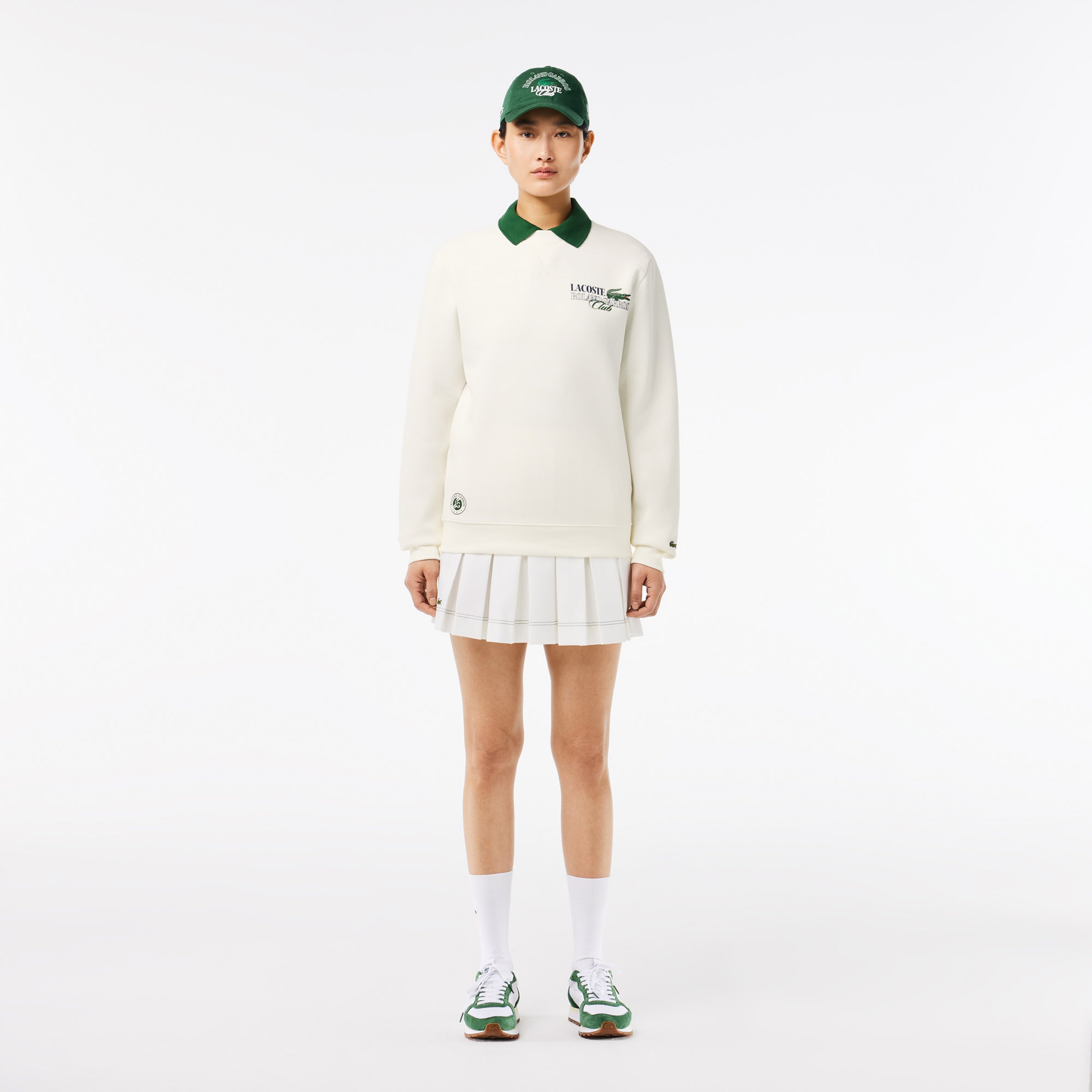 Roland Garros Unisex Relaxed Fit Bisiklet Yaka Beyaz Sweatshirt