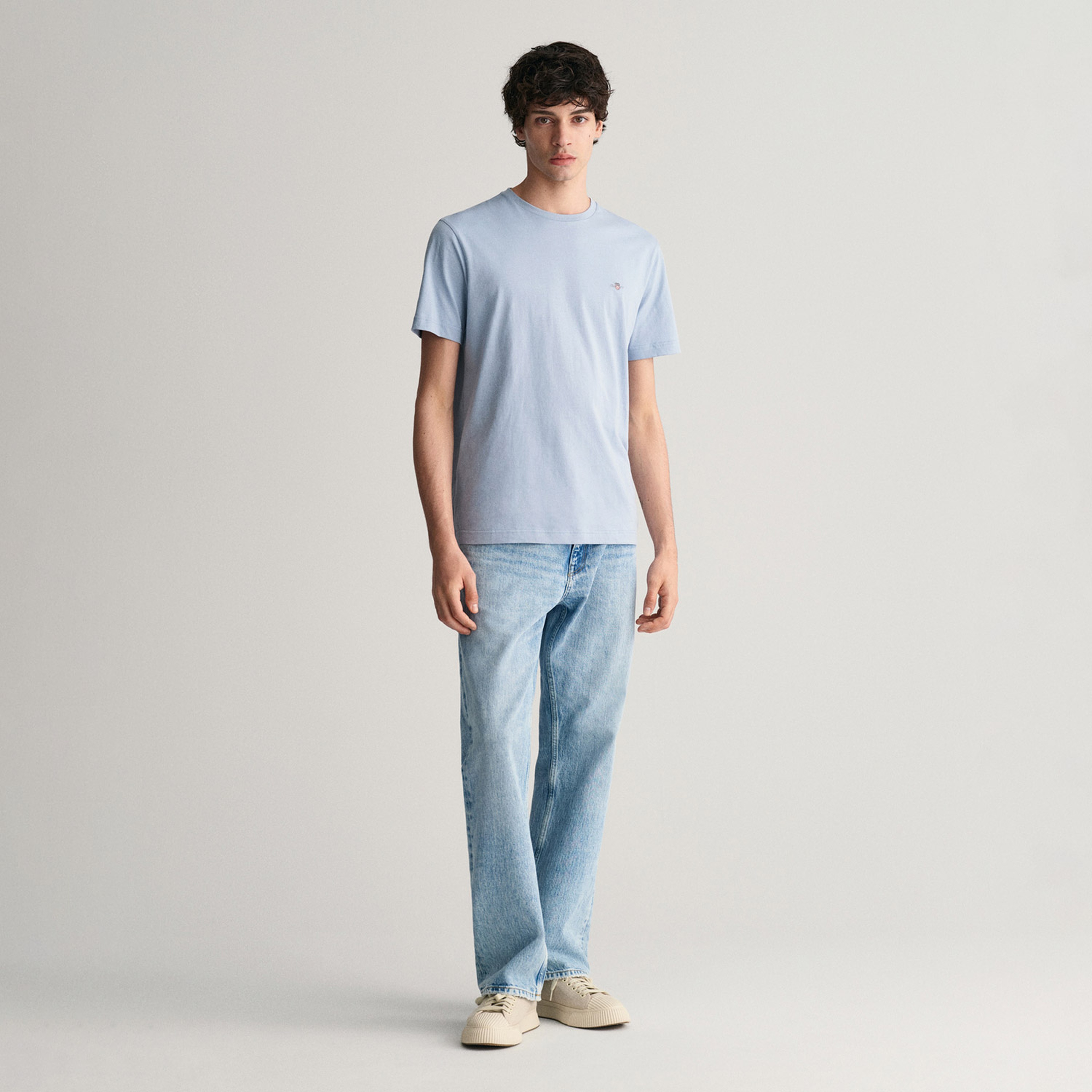 GANT Erkek Mavi Regular Fit Bisiklet Yaka T-Shirt