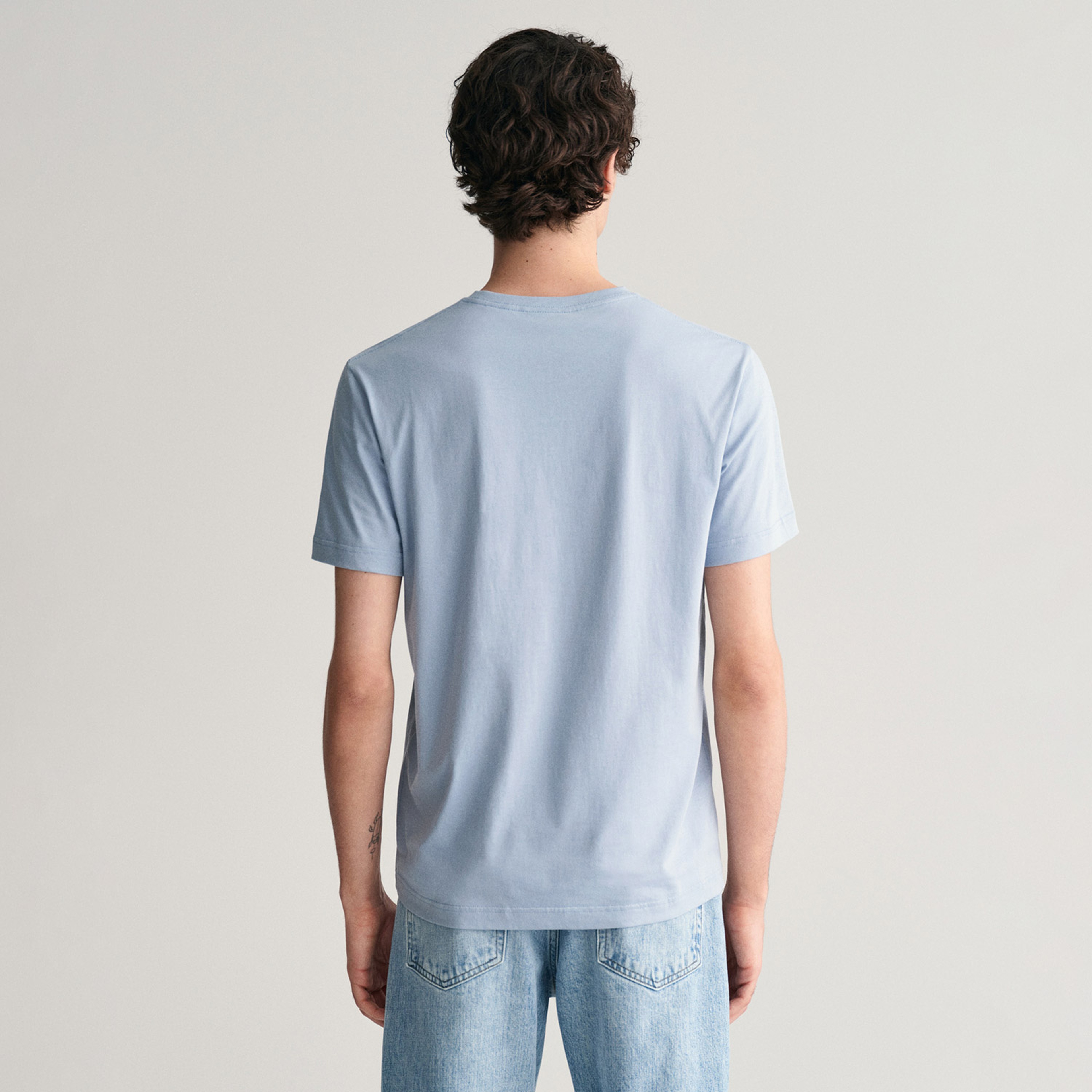 GANT Erkek Mavi Regular Fit Bisiklet Yaka T-Shirt