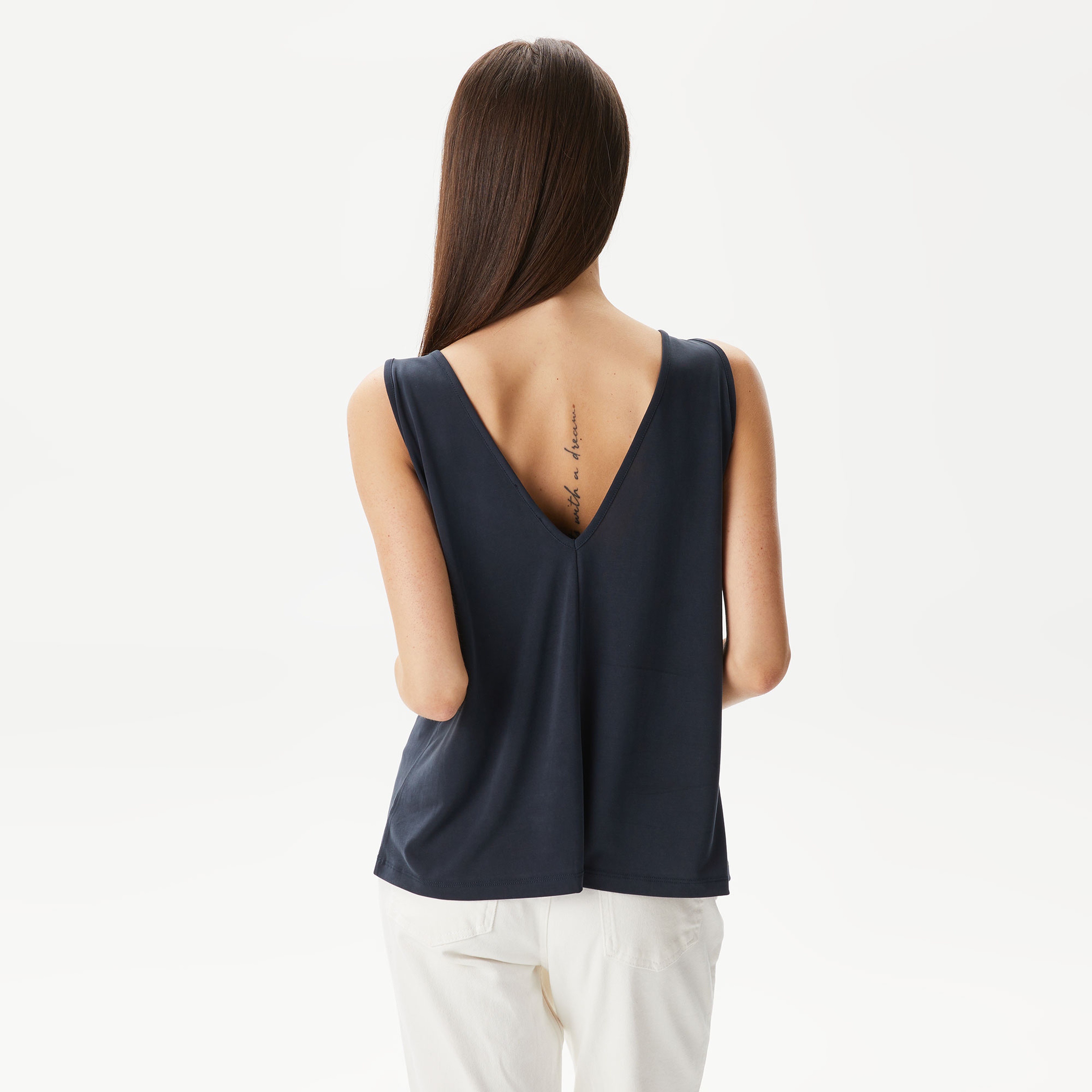 Nautica Kadın Siyah Relaxed Fit V Yaka T-Shirt