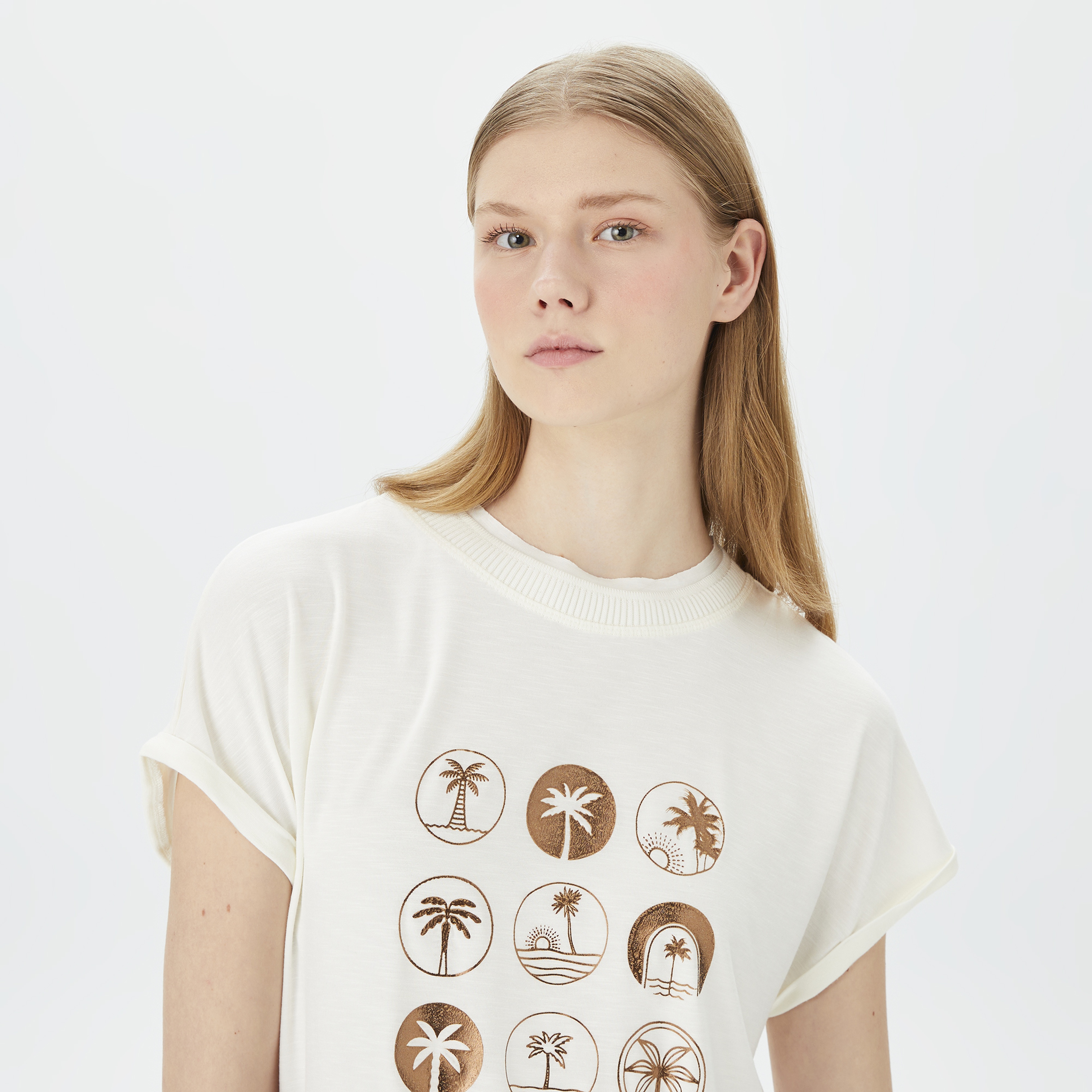 Nautica Kadın Beyaz Relaxed Fit T-Shirt