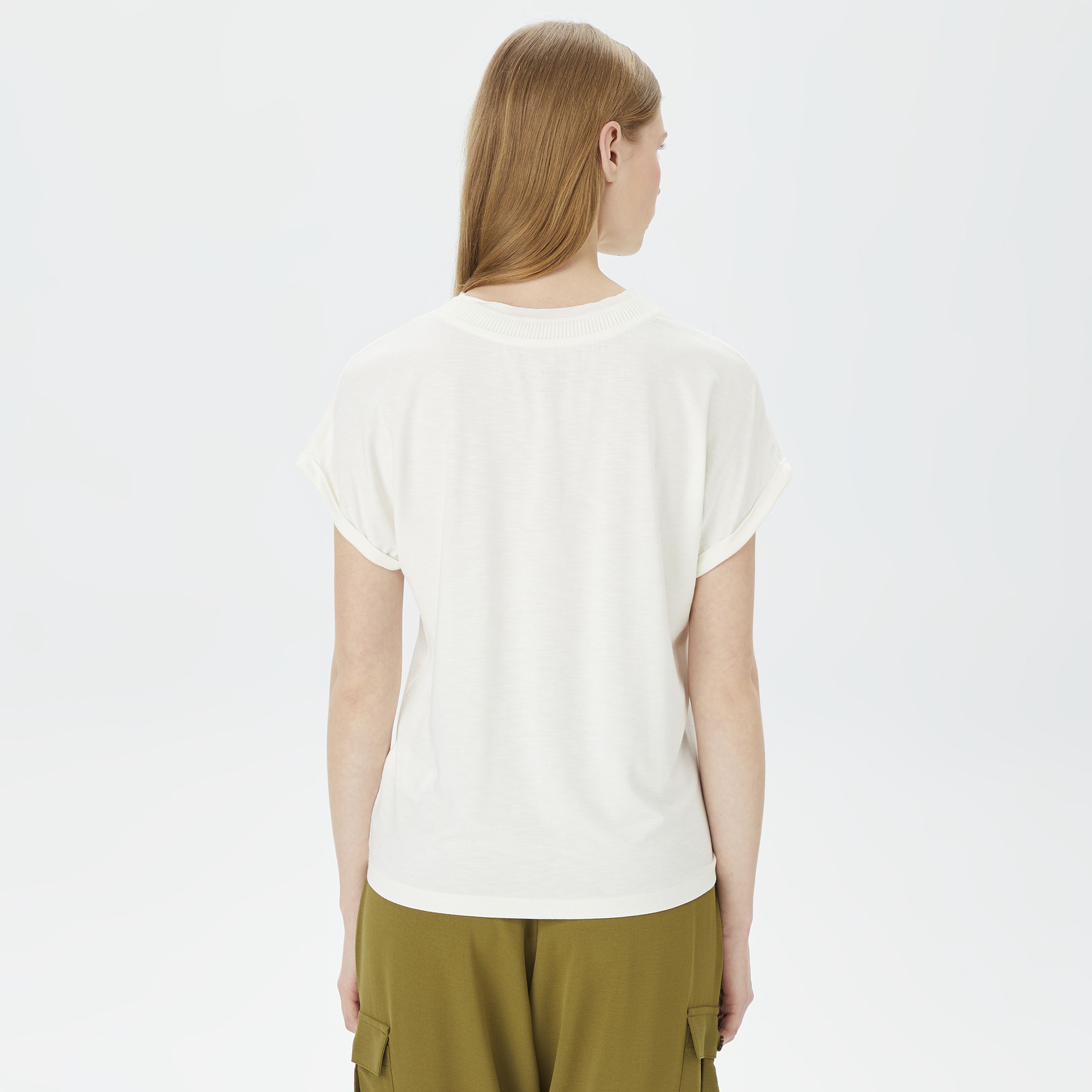 Nautica Kadın Beyaz Relaxed Fit T-Shirt