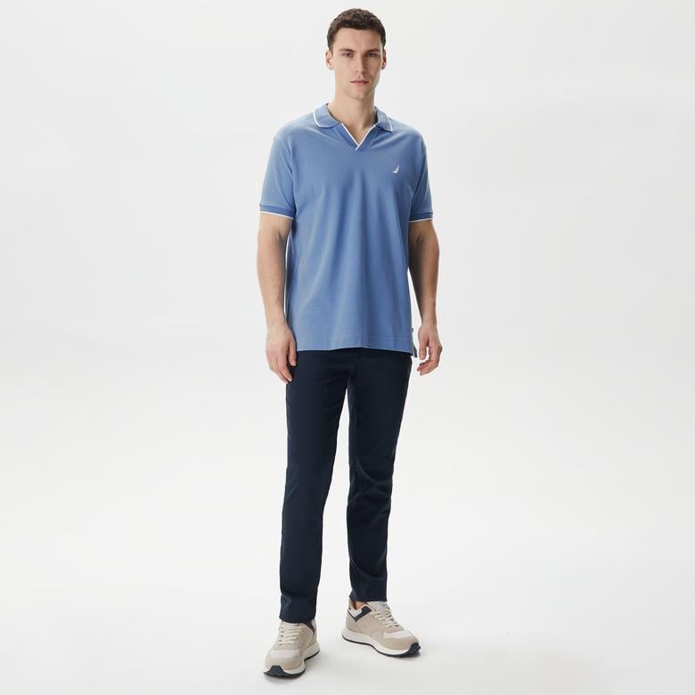 Nautica Erkek Mavi Classic Fit Kısa Kollu Polo Yaka T-Shirt