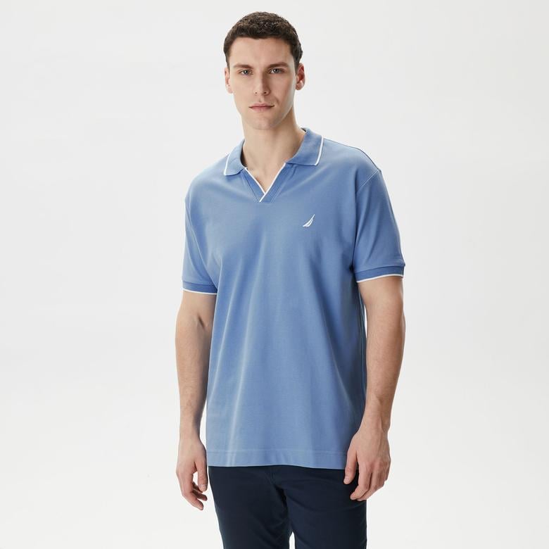 Nautica Erkek Mavi Classic Fit Kısa Kollu Polo Yaka T-Shirt