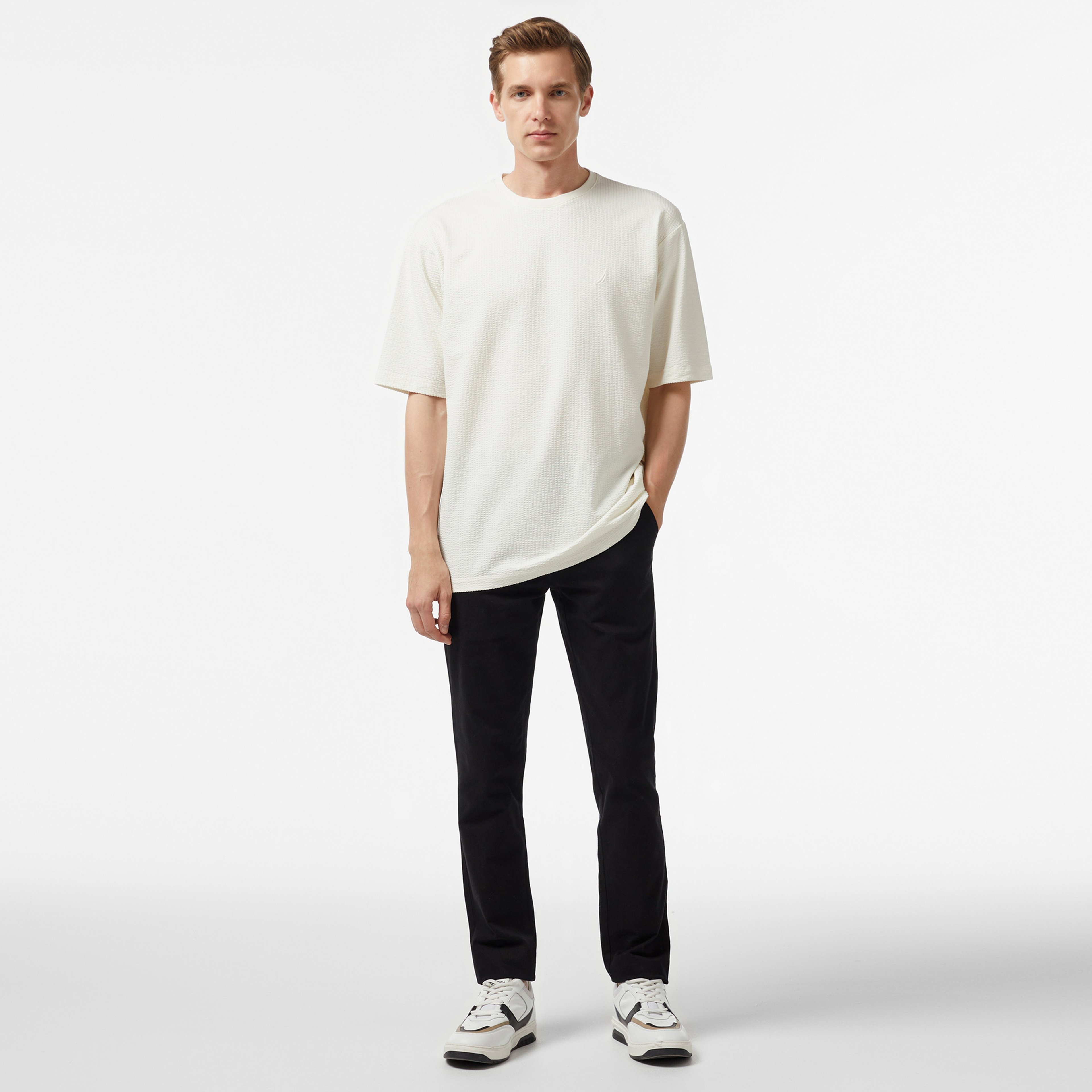 Nautica Erkek Krem Oversize T-Shirt
